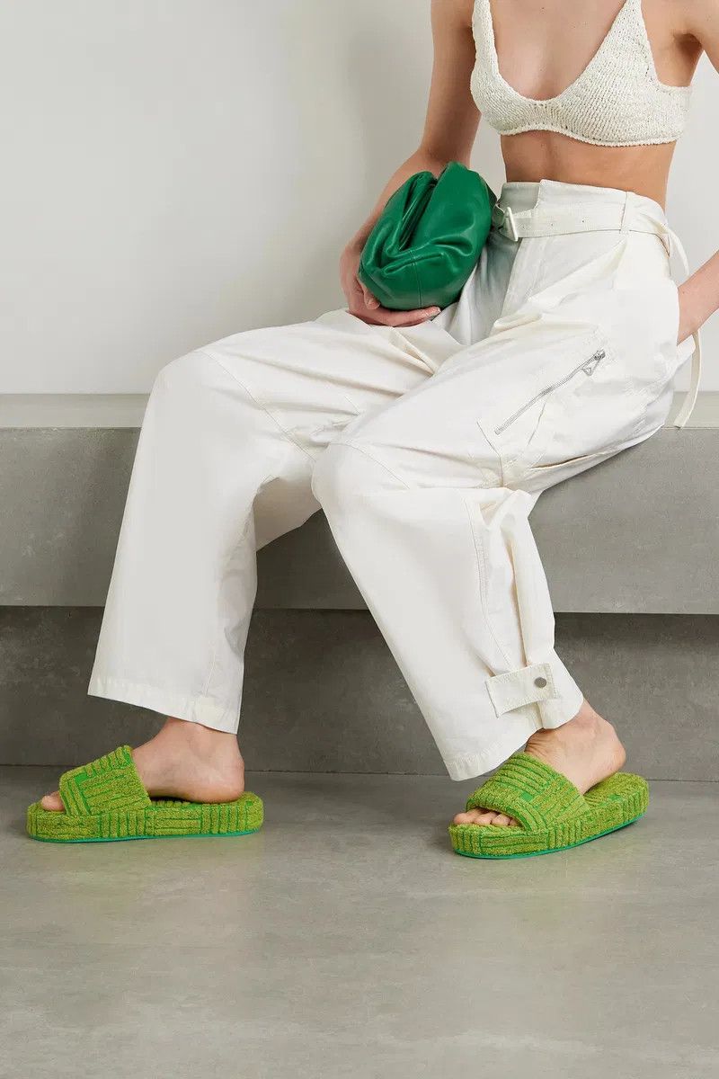 Bottega Veneta Green Kiwi Geometric Resort Sponge Sandals Size US 10 / IT 40 - 5 Thumbnail