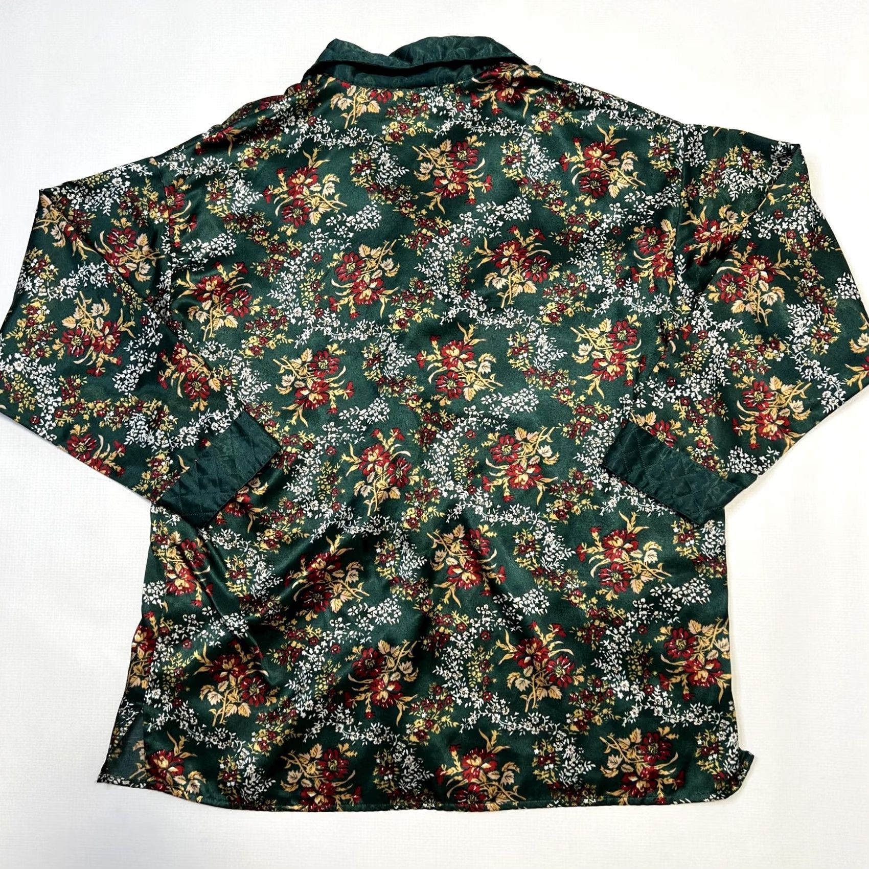 Victoria's Secret VINTAGE Victoria's Secret Pajama Set Womens Small Green Floral Quilted Satin 90s Size ONE SIZE - 3 Thumbnail