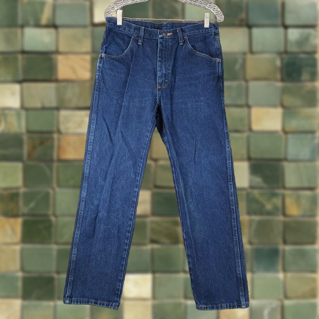 Vintage Rustler Mens Straight Dark Blue Jeans 32x30 Regular Blue Size US 32 / EU 48 - 1 Thumbnail