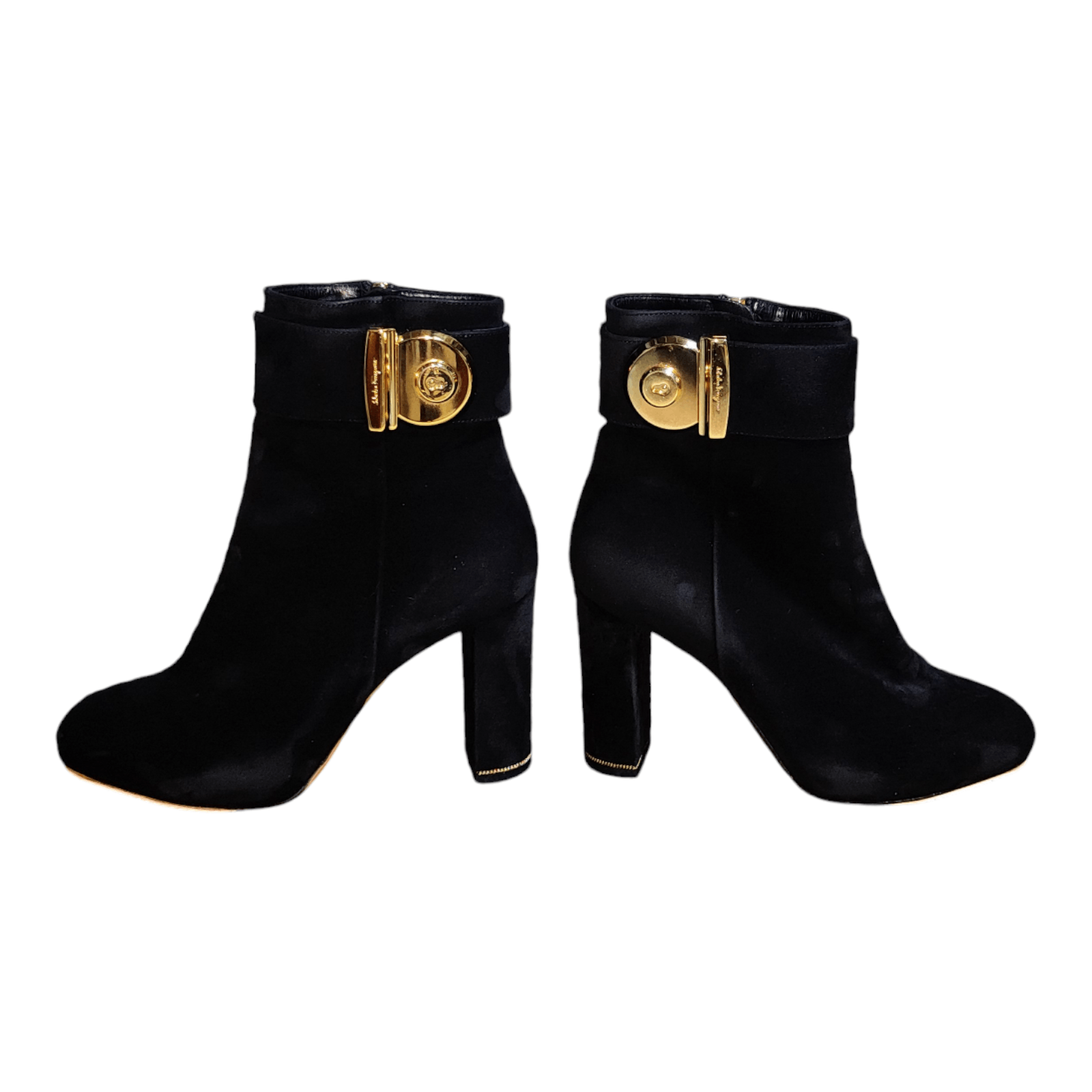 Salvatore Ferragamo Salvatore Ferragamo Black Suede/Velvet Buckle Ankle Boots Size US 5 / IT 35 - 9 Thumbnail
