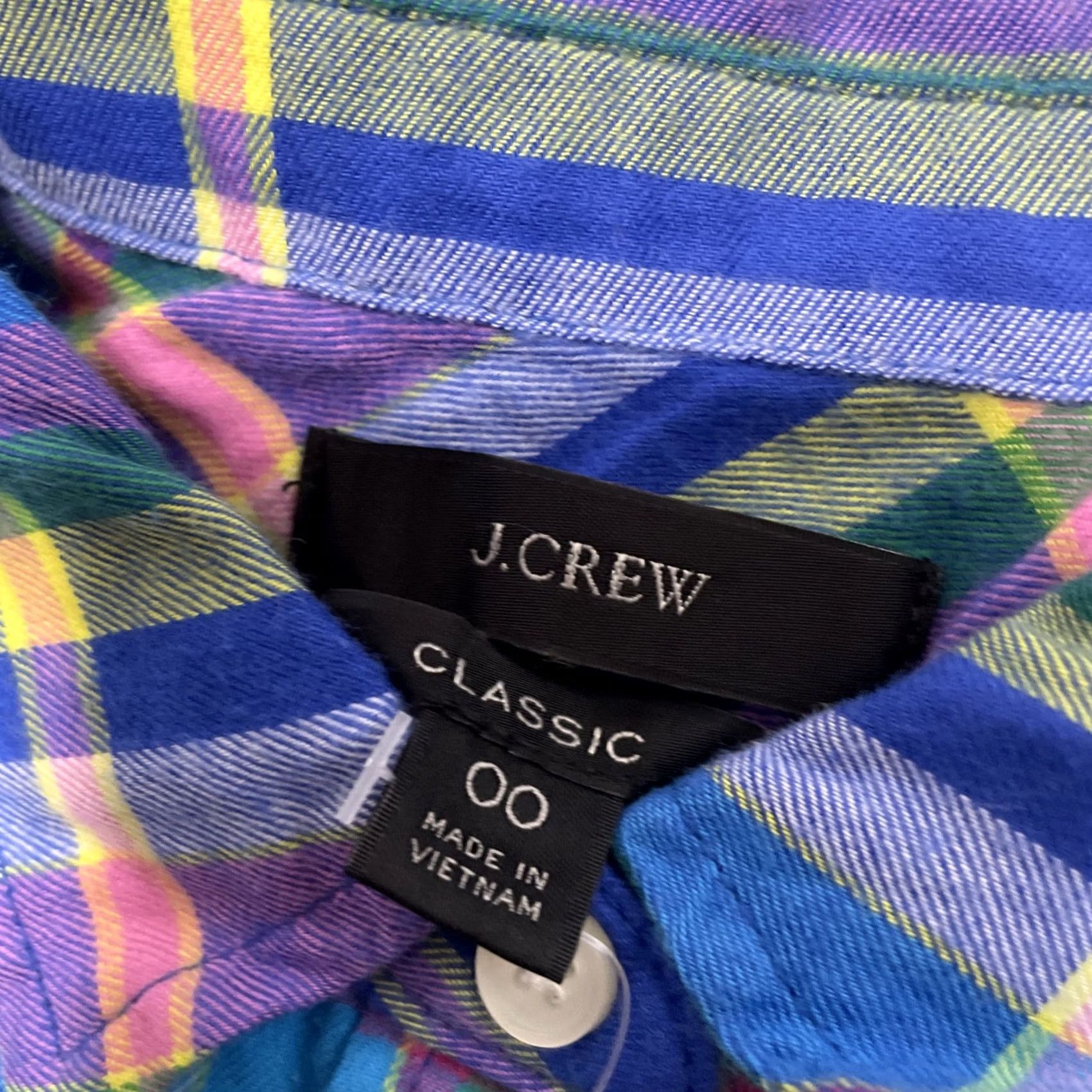 J.Crew J.CREW Plaid Flannel Women 00 Button-Up Shirt Multicolor Y2K Madras Blue Pink AU255 NWT Size XXS / US 00 / IT 34 - 4 Thumbnail
