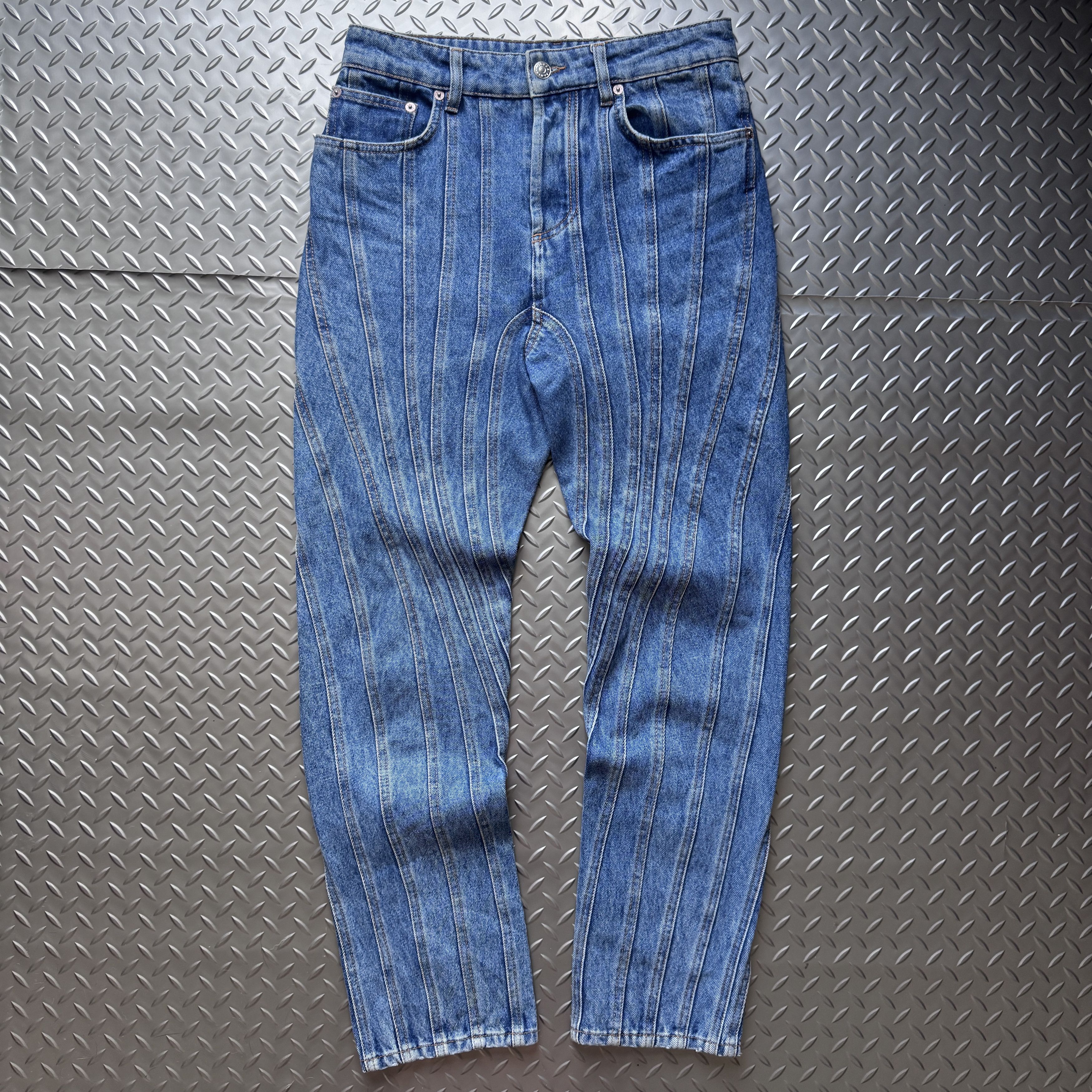 Mugler Mugler Multi Panel Spiral Seam Denim Jeans Size US 29 - 1 Thumbnail