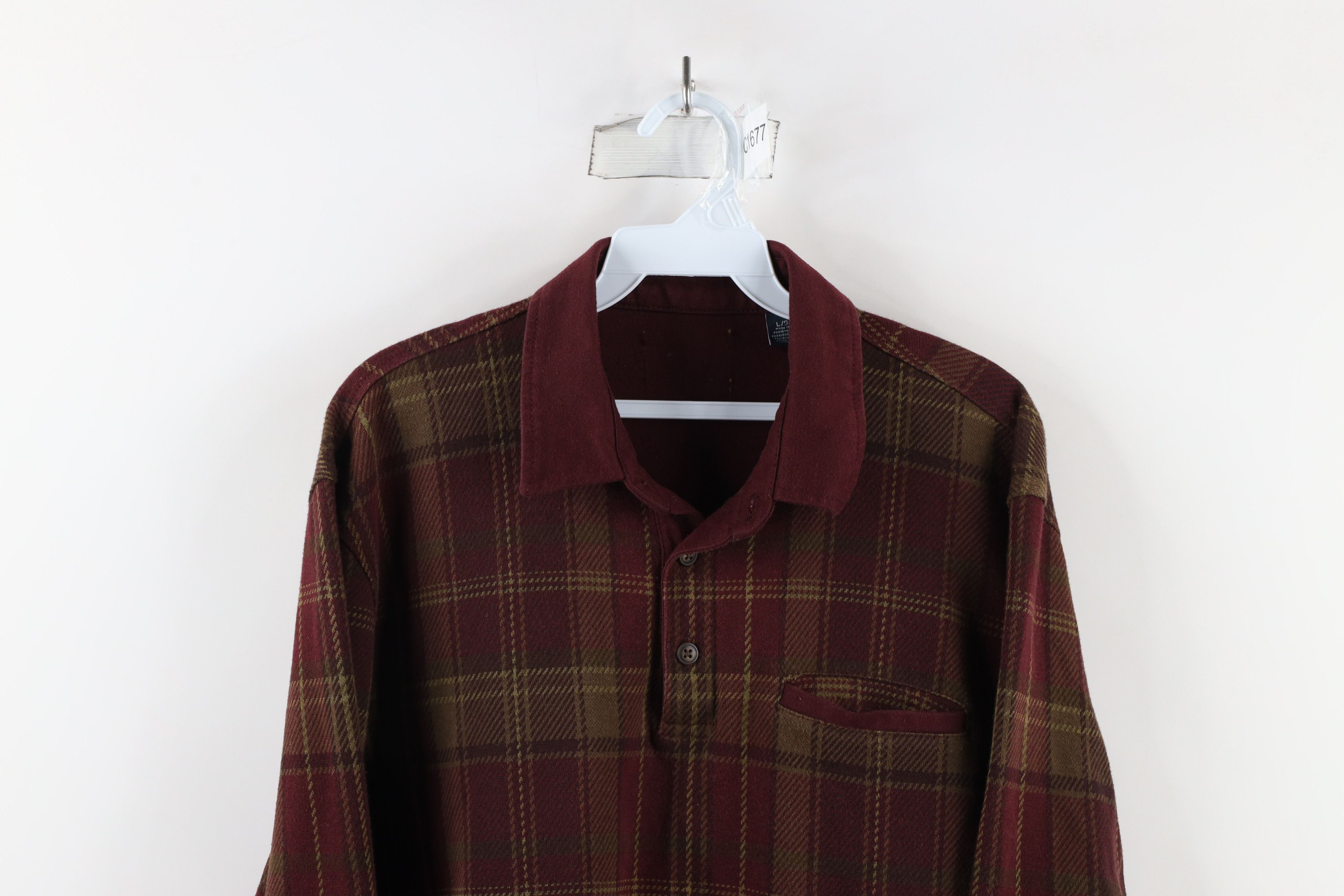 Vintage Vintage 90s Streetwear Heavyweight Long Sleeve Polo Plaid Size US L / EU 52-54 / 3 - 2 Thumbnail