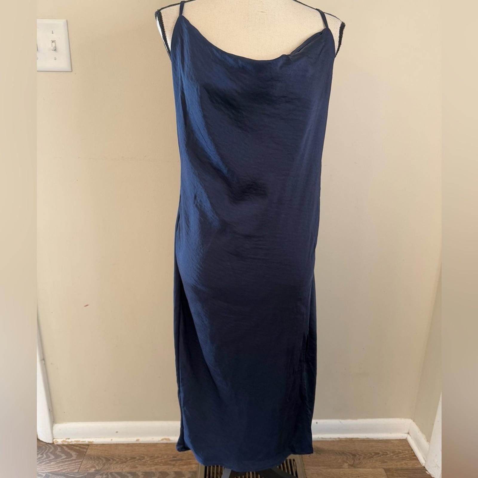 Other J for Justify navy blue silky sheath maxi dress SZ Large Size L / US 10 / IT 46 - 1 Thumbnail