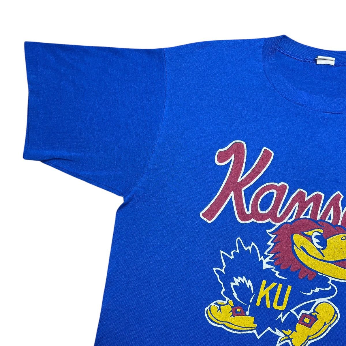 NCAA 1980s NCAA Kansas Jayhawks Spell Out Mascot Graphic T-Shirt Size US L / EU 52-54 / 3 - 8 Thumbnail