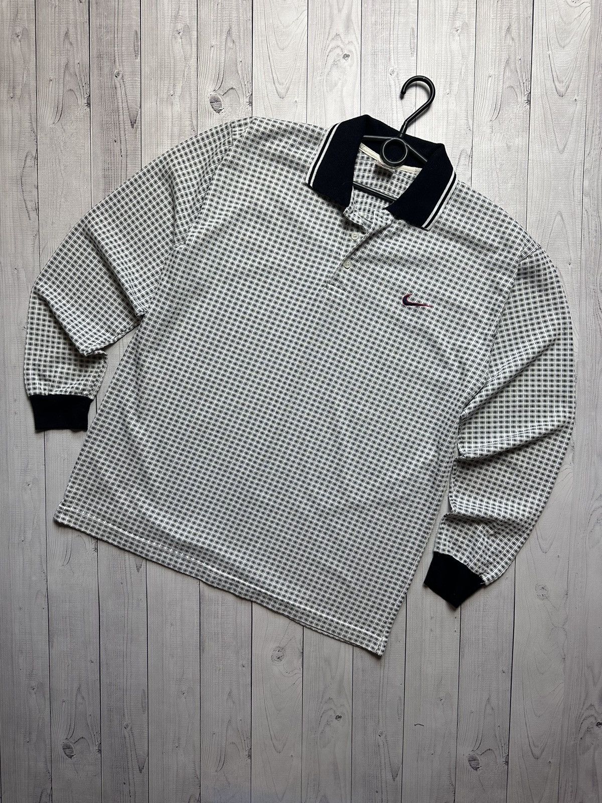 Vintage Nike logo rugby jersey size L plaid