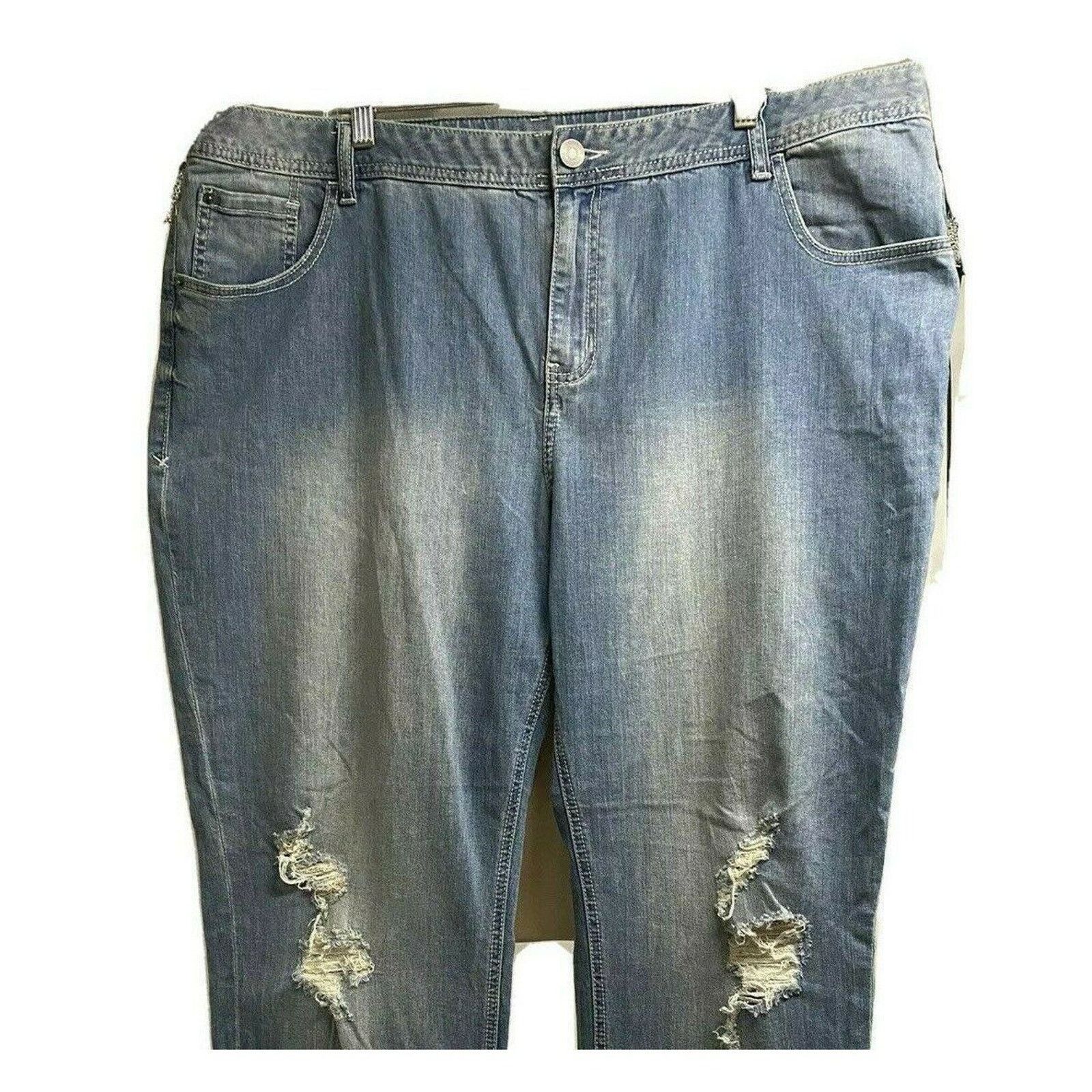 Vintage Lane Bryant Distress Straight Leg Relax Denim Jeans Plus 24 Size 42" / US 20 - 3 Thumbnail