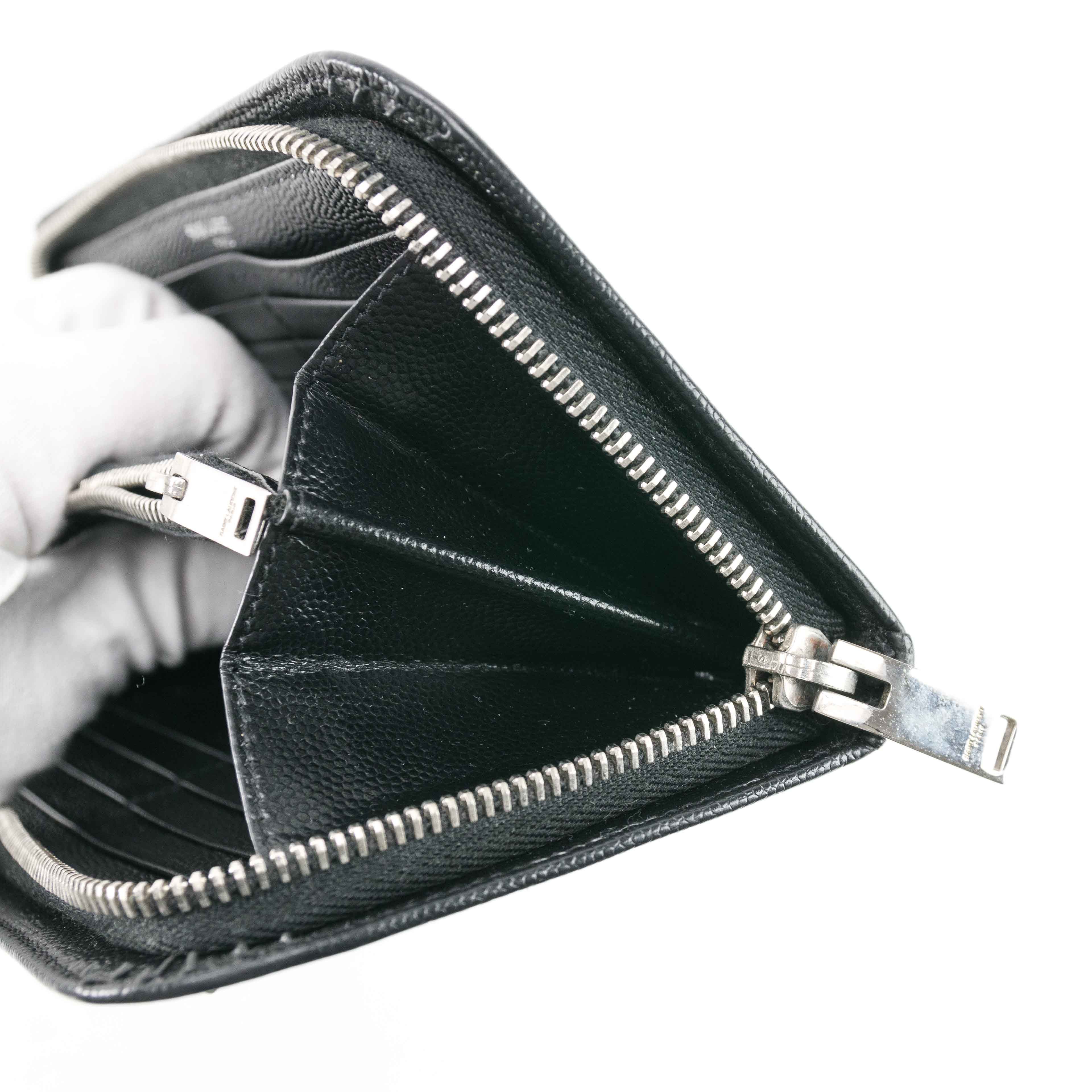 Yves Saint Laurent Saint Laurent Studded Zip-Around Wallet in Black Leather Size ONE SIZE - 12 Thumbnail