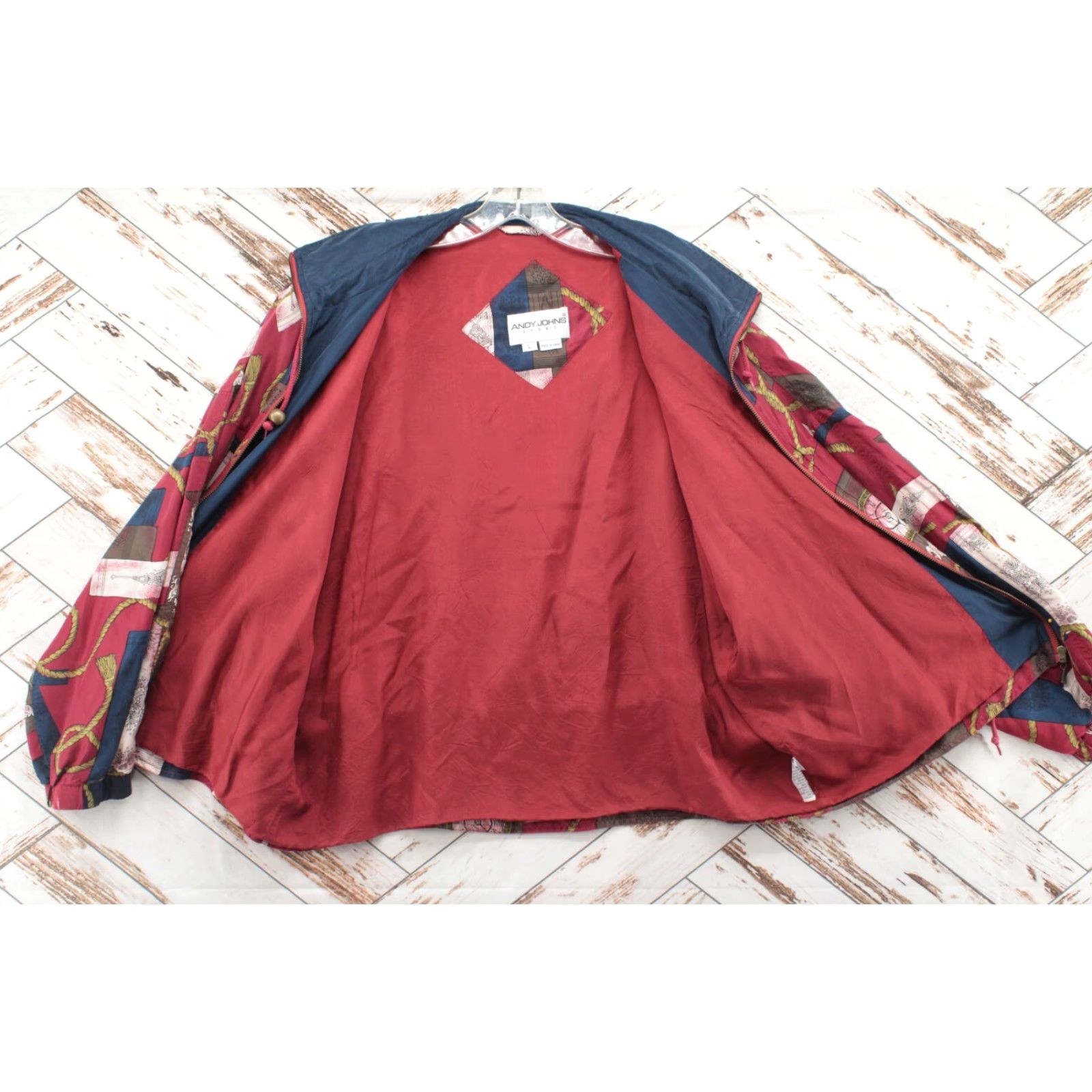 Roper VINTAGE Andy Johns Windbreaker Womens L Silk Red Jacket Clocks Tassels Rope Size L / US 10 / IT 46 - 6 Thumbnail