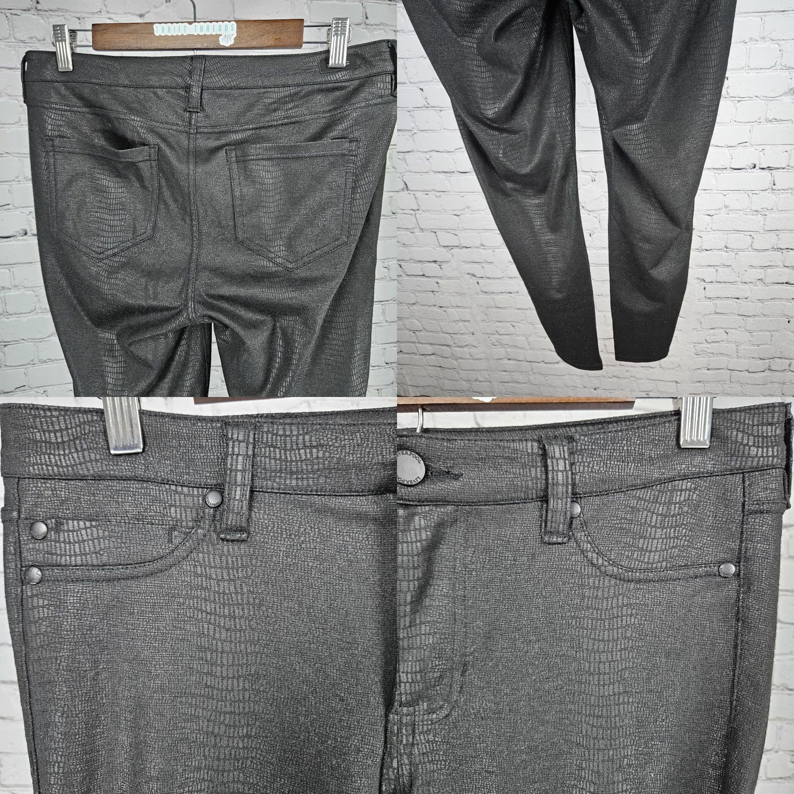 Vintage Liverpool Black Snakeskin Print Mid Rise Skinny Jeans Jeggings 8 29x27 Womens Size 30" / US 8 / IT 44 - 8 Thumbnail