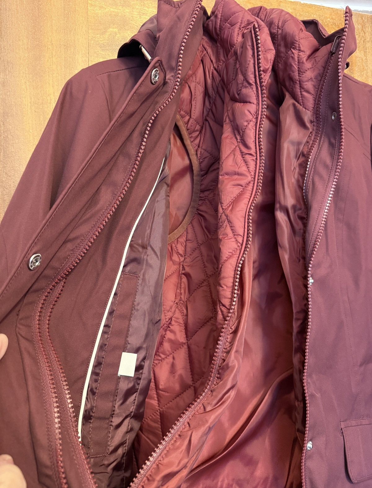 Lands' End Lands’ End Women’s 3 in 1 Hooded Burgundy Jacket Coat Size M / US 6-8 / IT 42-44 - 4 Thumbnail