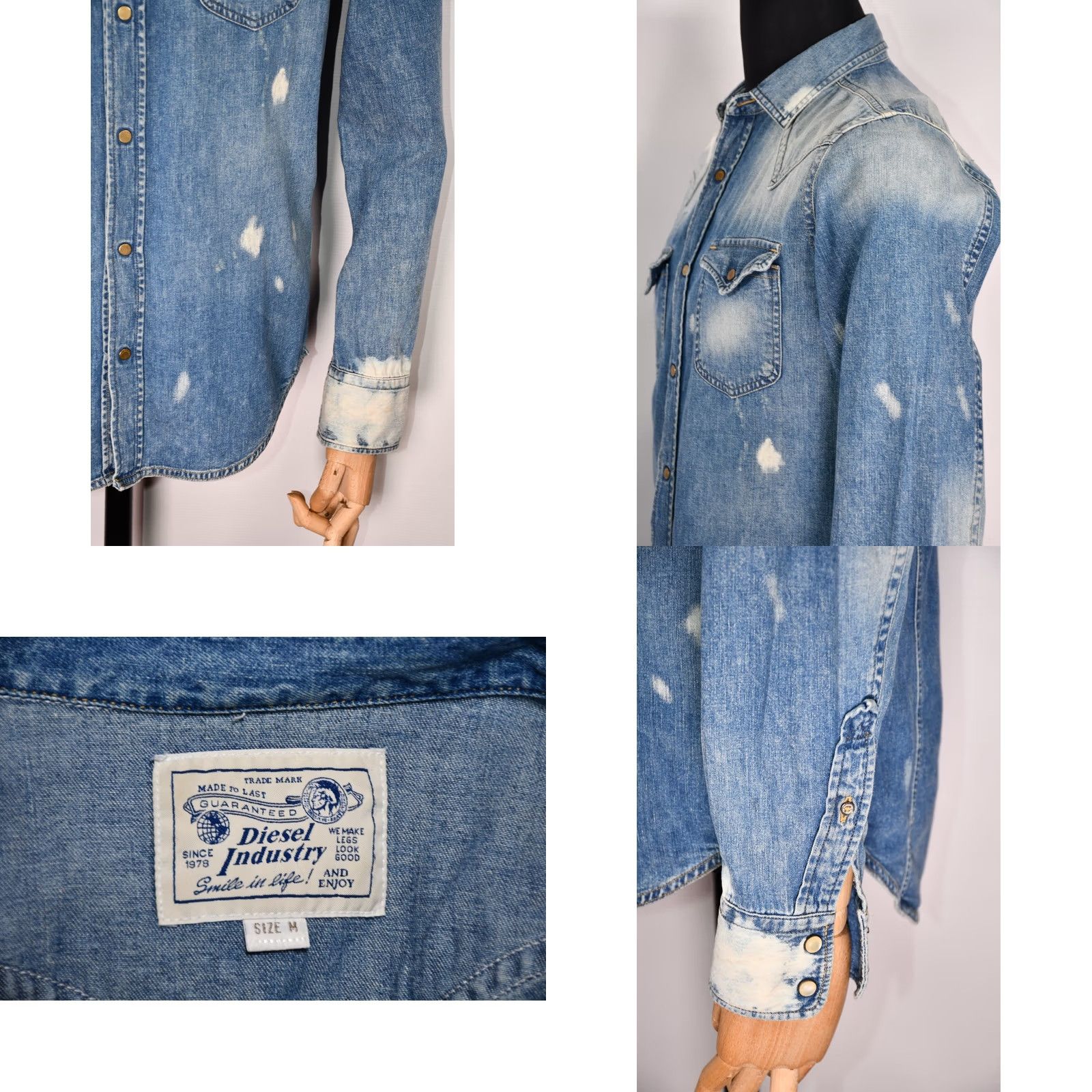 Diesel Diesel Shirt Western Denim Snap Men's M Blue 100% Cotton Regular Size M Mens Vintage No Size US M / EU 48-50 / 2 - 8 Thumbnail
