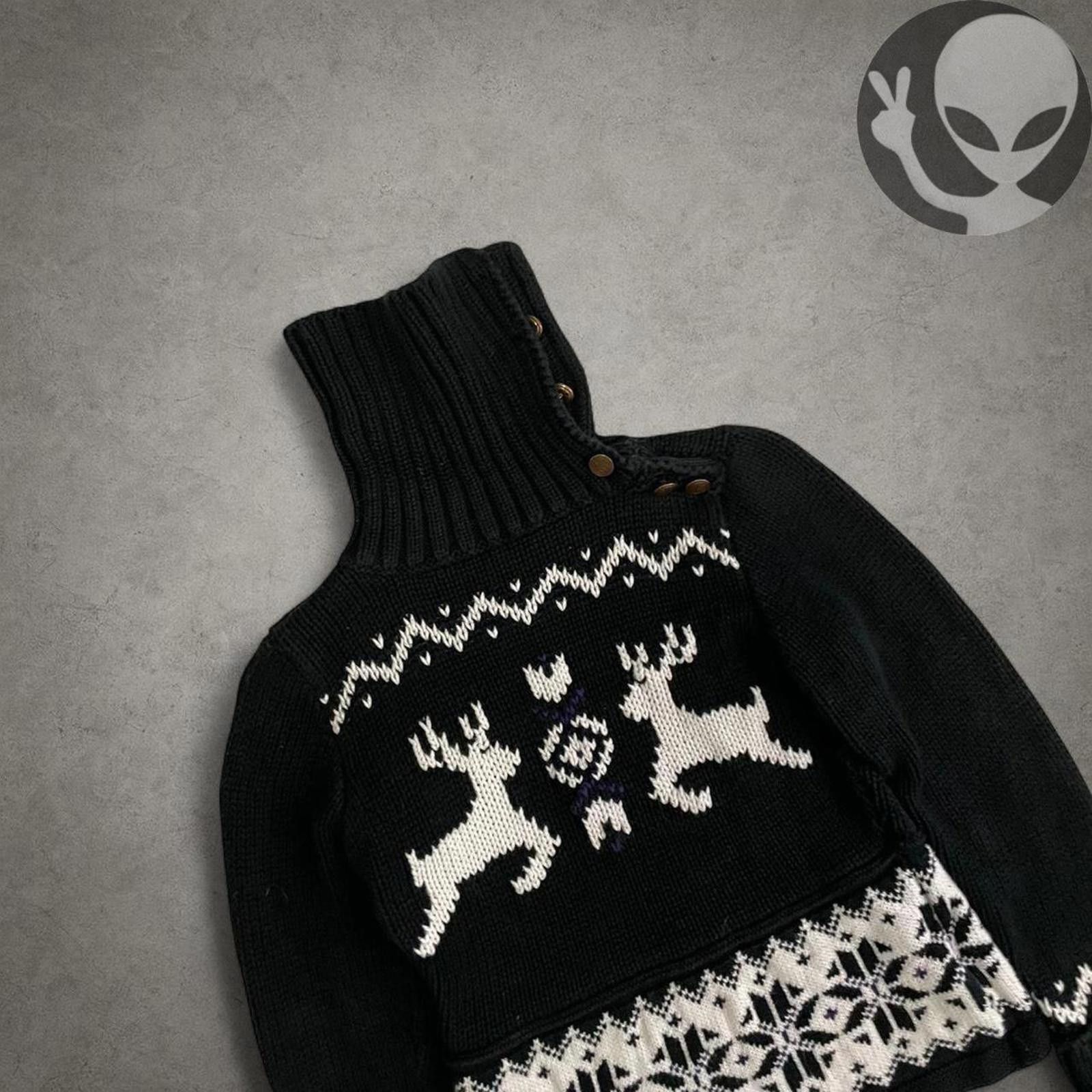 Polo Ralph Lauren Ralph Lauren Girls Sweater Small Black White Reindeer Knit Size S / US 4 / IT 40 - 2 Thumbnail