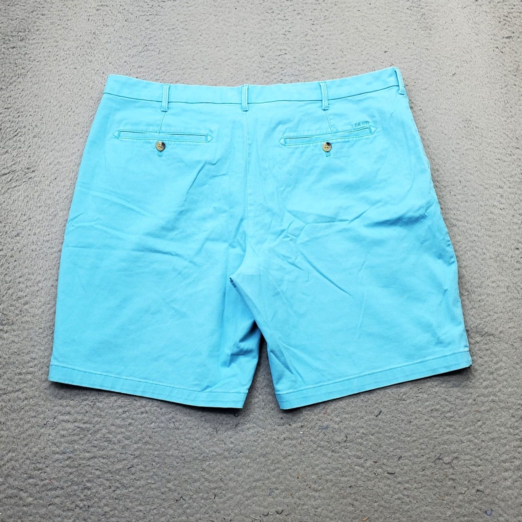 Izod IZOD Mens 40 Blue Saltwater Chino Shorts Cotton Stretch Slash Pocket 9.5" Inseam Size US 40 / EU 56 - 2 Thumbnail