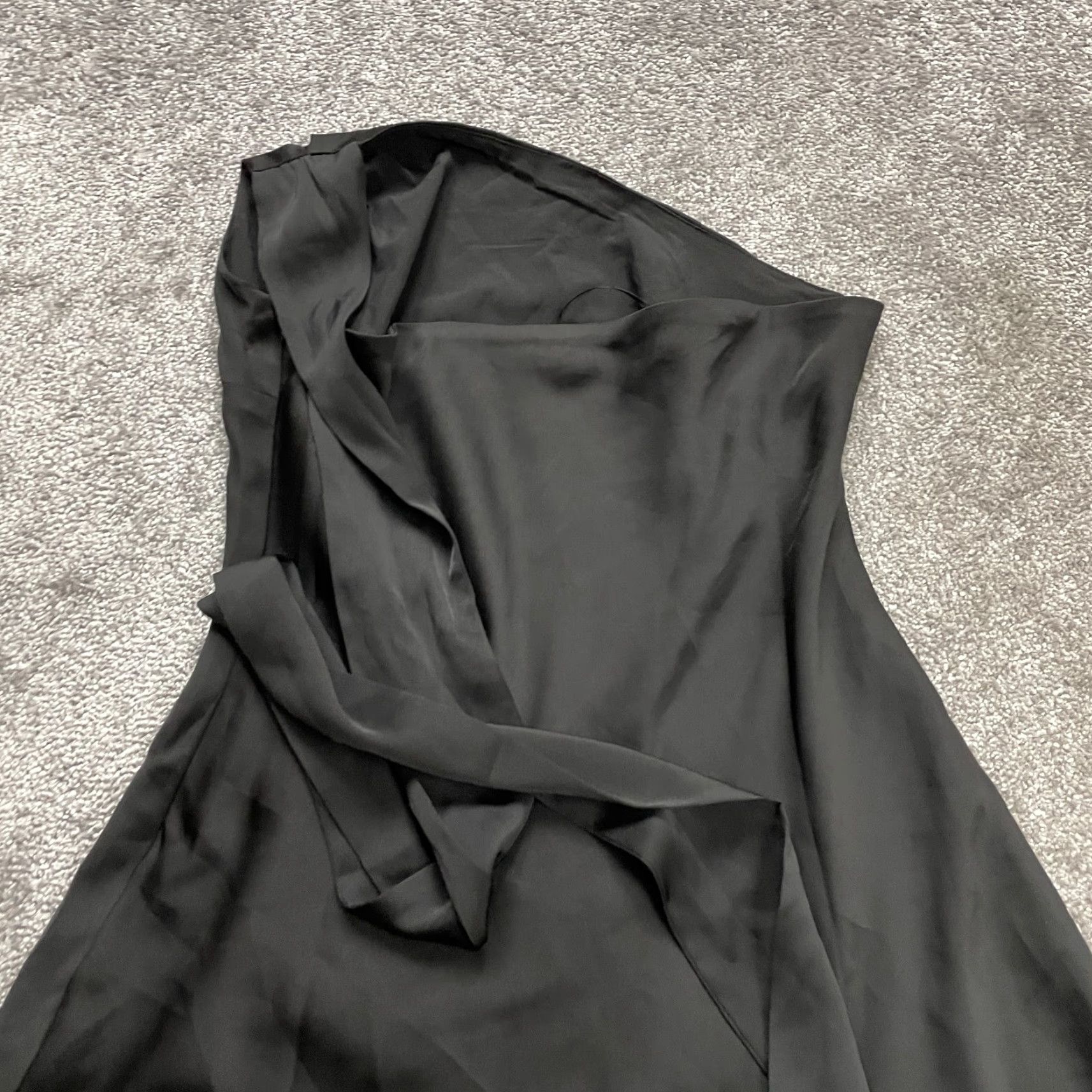 Venus Le Lis Dress Womens Large Black One Shoulder Mini Silk Solid A-Line Party Size L / US 10 / IT 46 - 2 Thumbnail