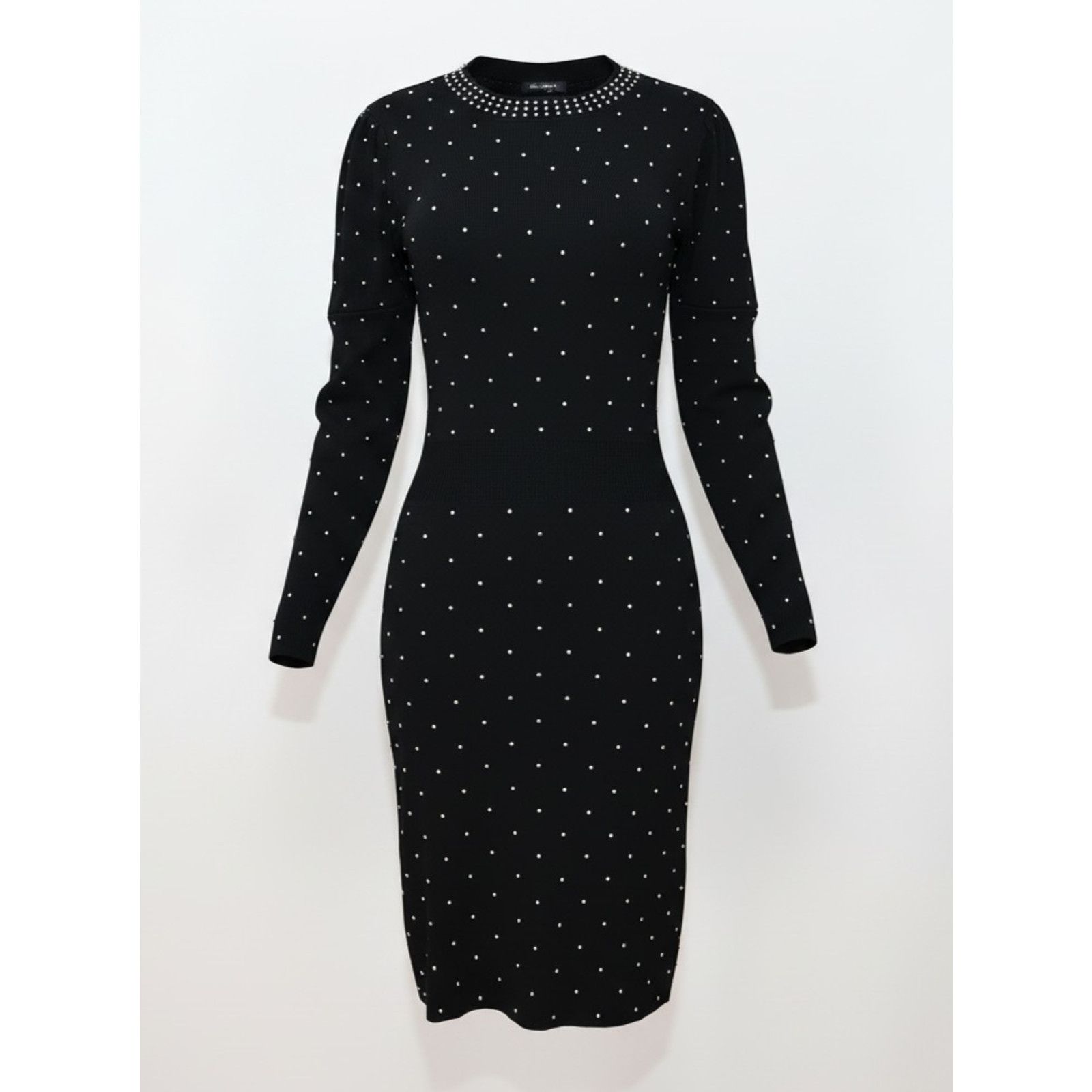 The Kooples THE KOOPLES Black Studded Long Sleeve Midi Dress Size 2 Size XS / US 0-2 / IT 36-38 - 2 Thumbnail