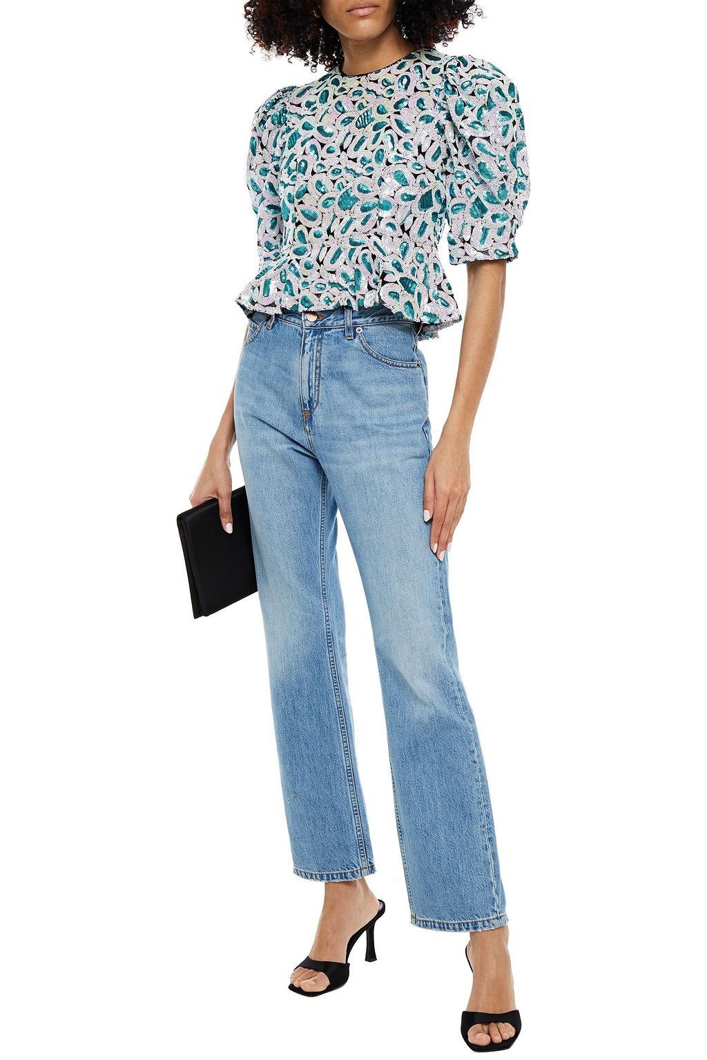 ROTATE Rotate Birger Christensen Christina Top Gathered Sequined Size M / US 6-8 / IT 42-44 - 6 Thumbnail