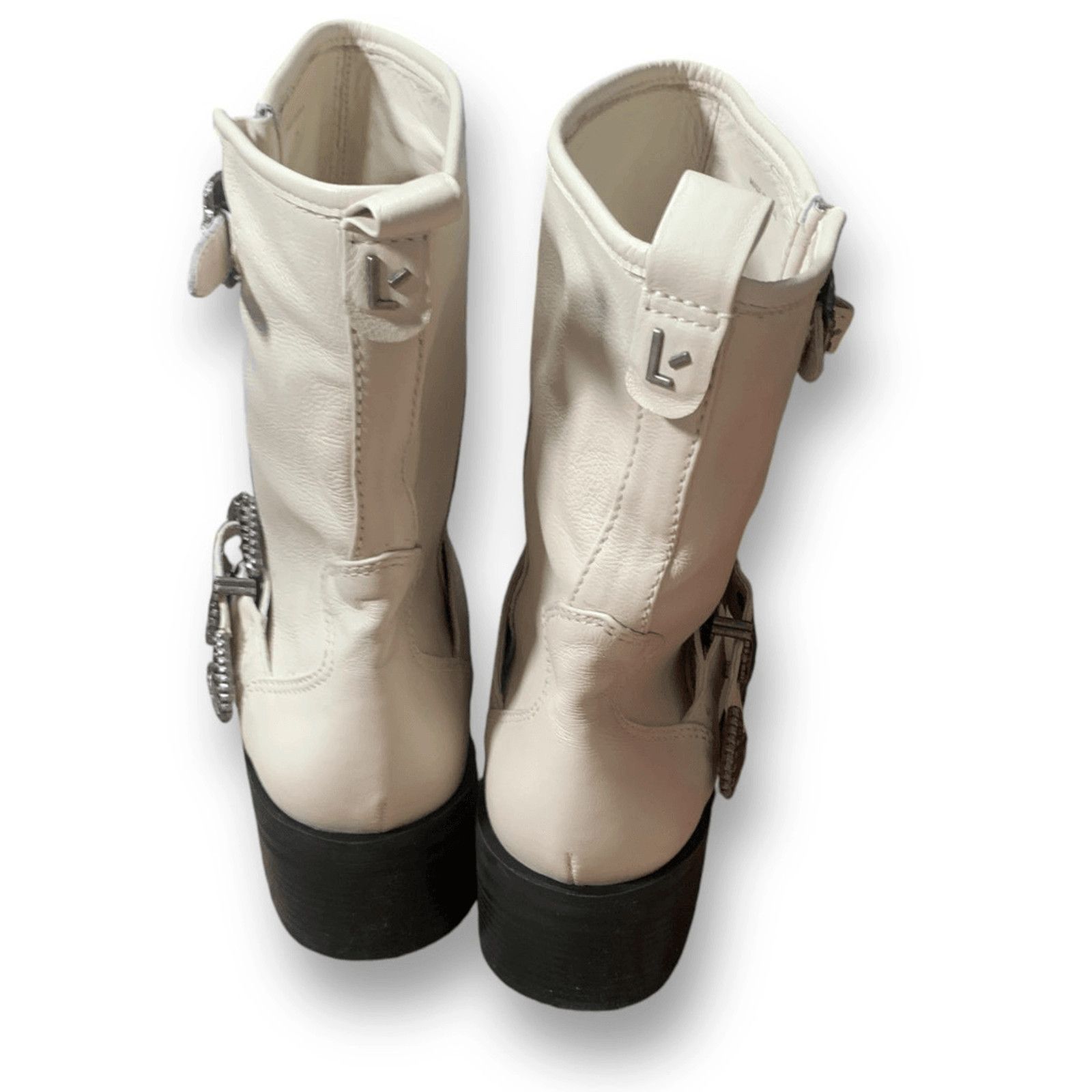 Larroude Larroude Hardy Moto Boot Cream Leather Western Buckle Ankle Size US 8.5 / IT 38.5 - 7 Thumbnail