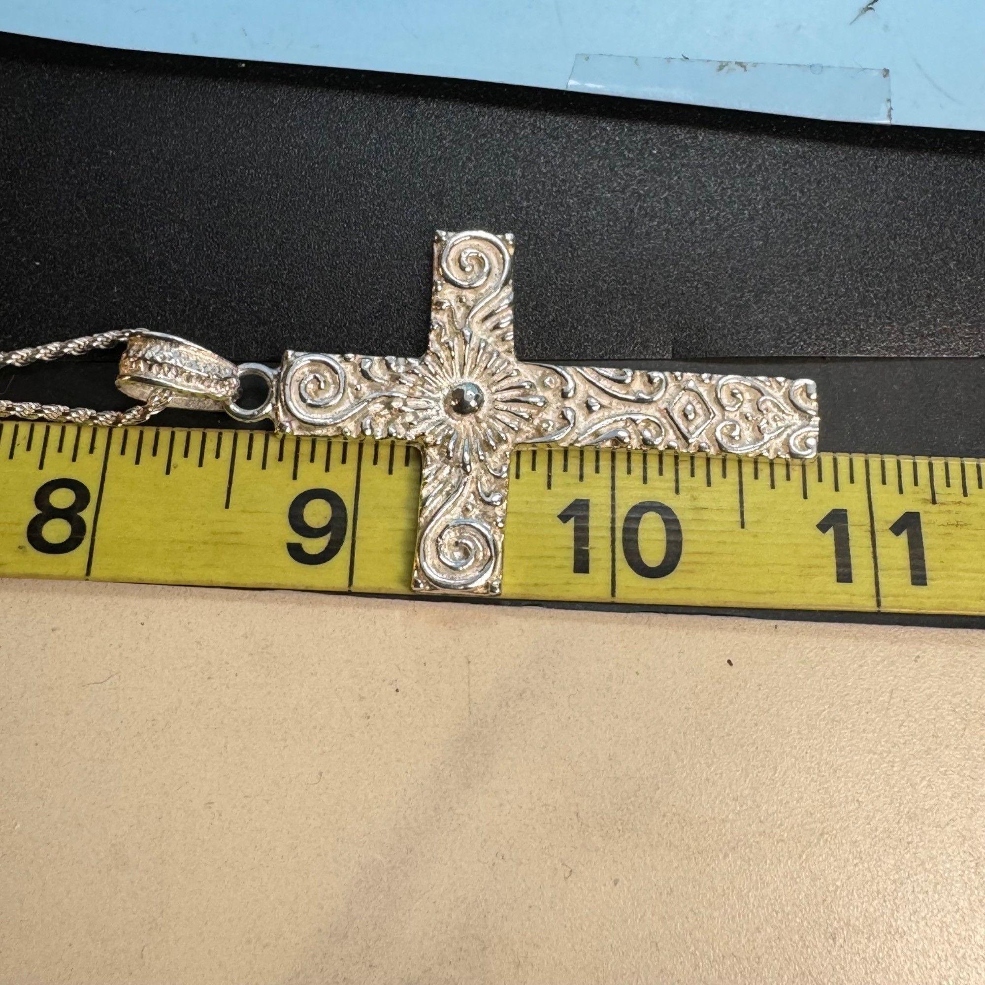 Other VTG Solid Sterling Silver 925 Textured Cross Pendant Necklac Size ONE SIZE - 6 Thumbnail