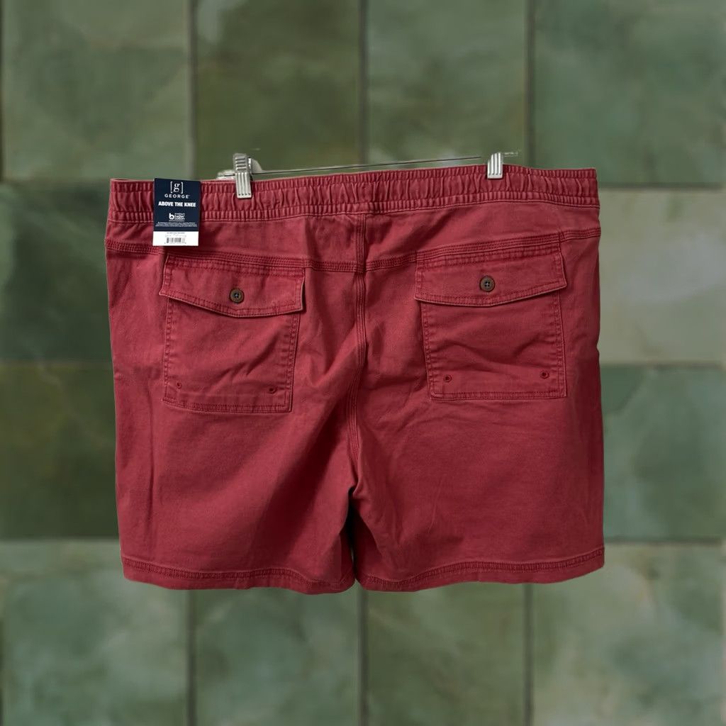 George George Twill Pull On Shorts Mens 2XL 44-46 Red Elastic Waist NWT 8" Inseam Casual Chino Shorts Mens Red George Twill Pull On Shorts NWT 2XL Size US 44 / EU 60 - 1 Thumbnail