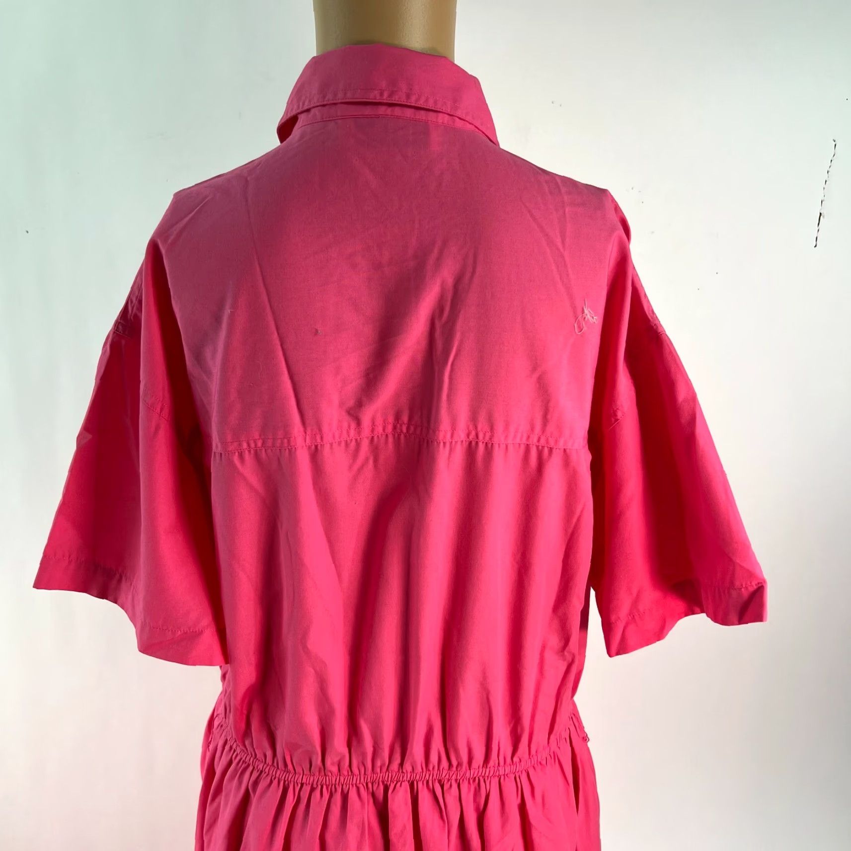 Pinko VINTAGE Andrew Harvey Womens Pink Shirt Dress Short Sleeves Collared Size 14 Size XL / US 12-14 / IT 48-50 - 3 Thumbnail