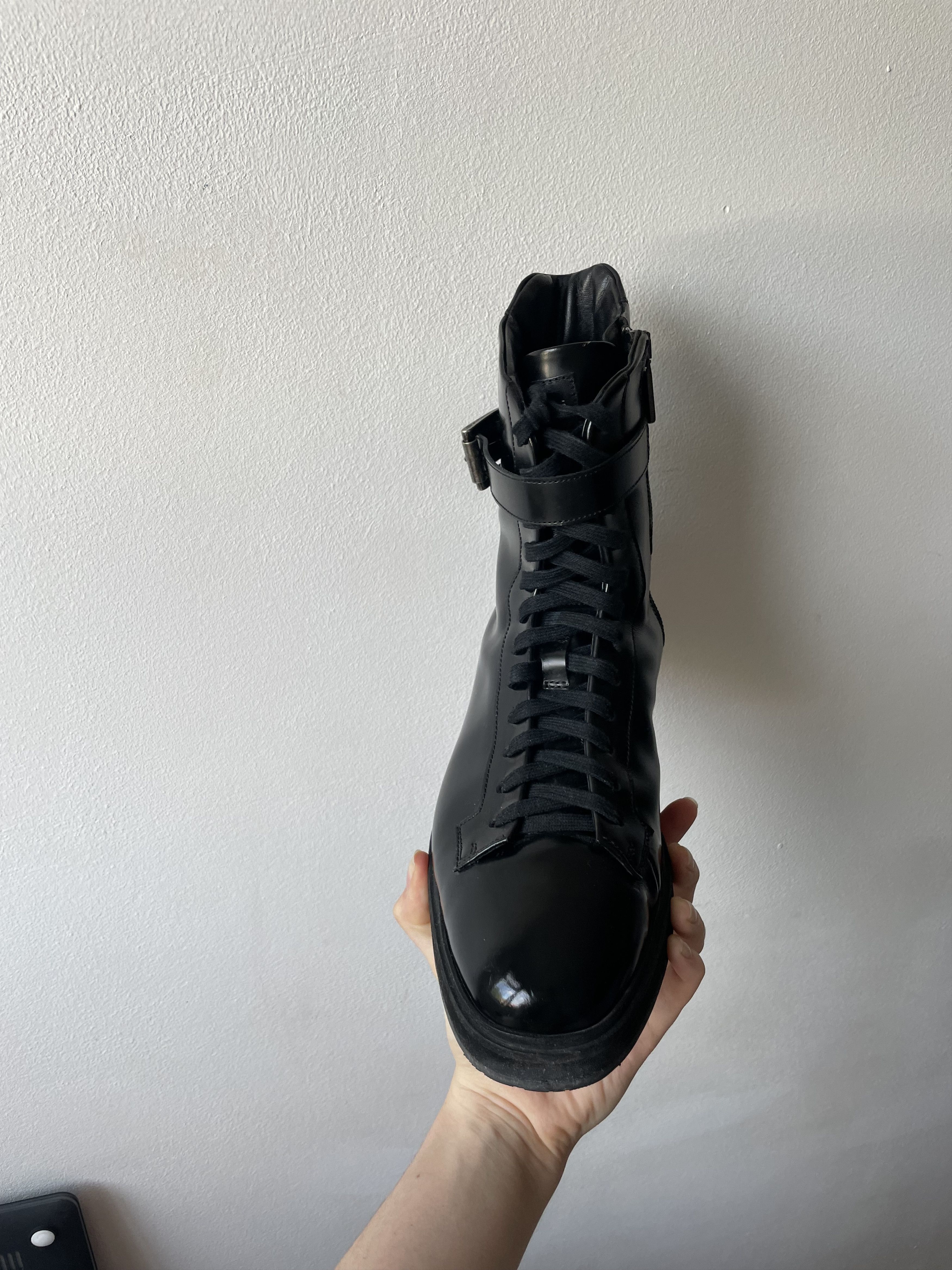 Santoni Santoni Black Leather High-Top Buckle Boots – EU 39 Size US 9 / IT 39 - 4 Thumbnail