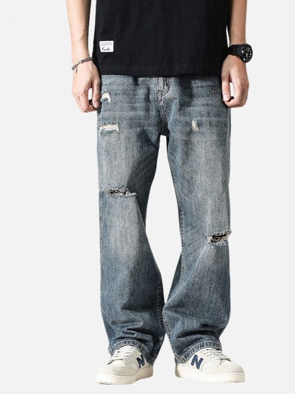 Vintage Retro distressed loose straight casual ripped wide jeans Size US 32 / EU 48 - 1 Thumbnail