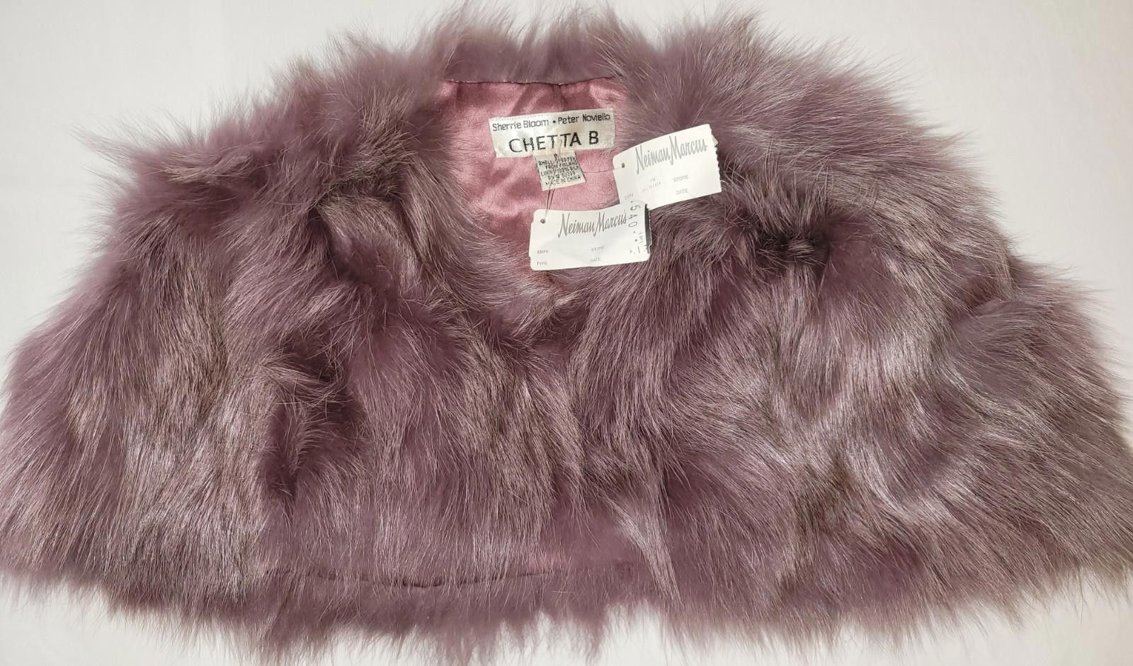 Designer CHETTA B silk lined fox fur pink shawl Size ONE SIZE - 2 Thumbnail