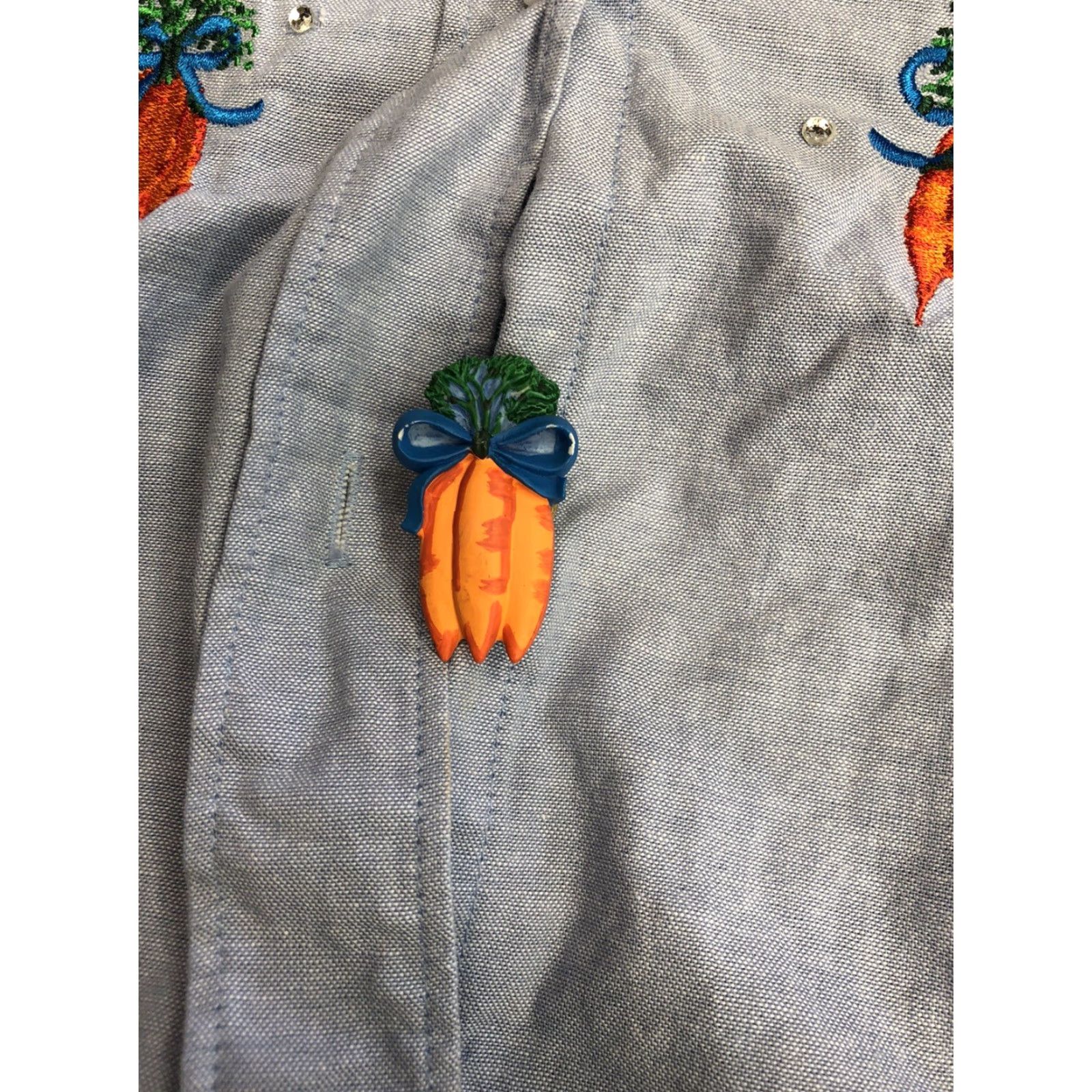 Quacker Factory VINTAGE The Quacker Factory Button Up Shirt Unisex Carrot Blue S 100% Cotton Womens Size S / US 4 / IT 40 - 4 Thumbnail