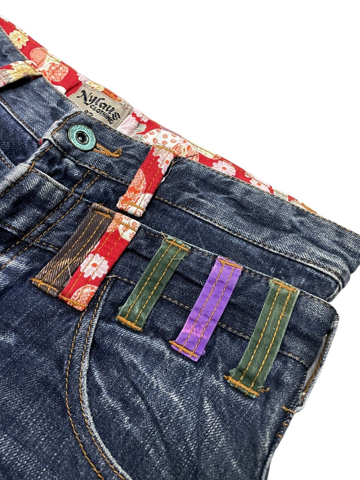 Hysteric Glamour × Japanese Brand Nylaus Japan Cracked Shadow Wash Double Waist Jeans Size US 30 / EU 46 - 13 Thumbnail