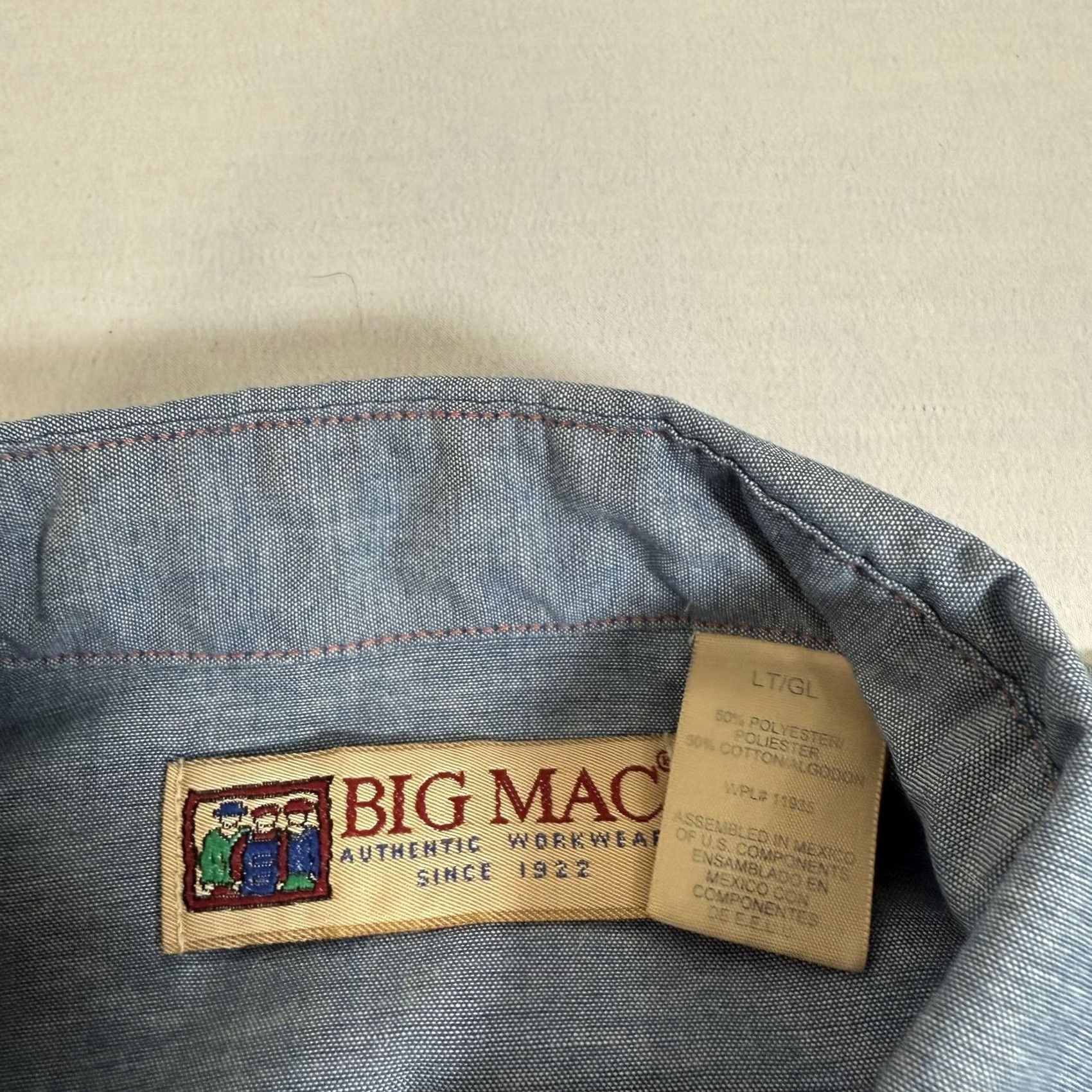 Vintage VINTAGE Big Mac Shirt Mens Large Tall Blue Chambray Pearl Snap Western Work Size US L / EU 52-54 / 3 - 7 Thumbnail