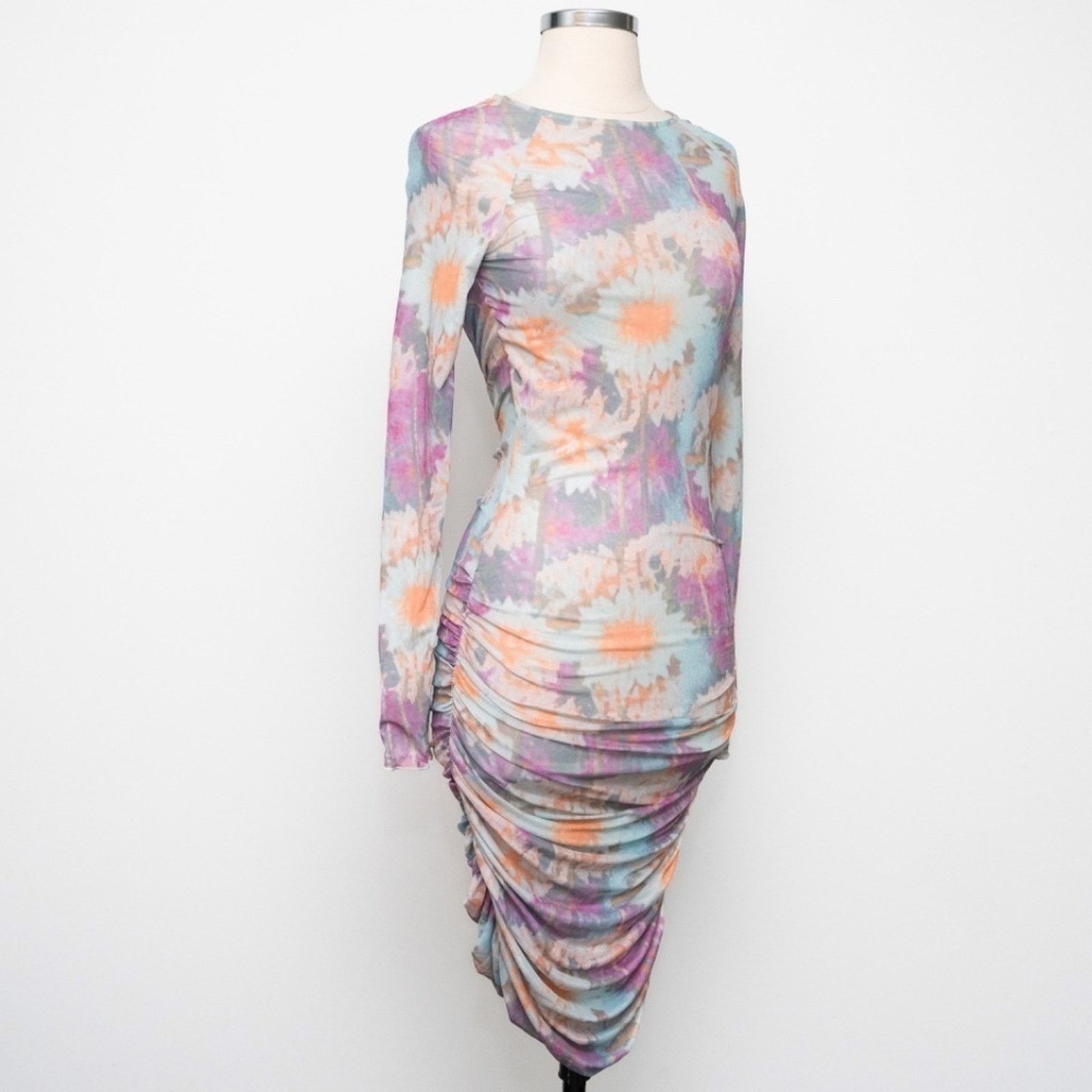 ROTATE Rotate. NWOT. Ulla Ruched Long Sleeve Dress Size XS / US 0-2 / IT 36-38 - 6 Thumbnail