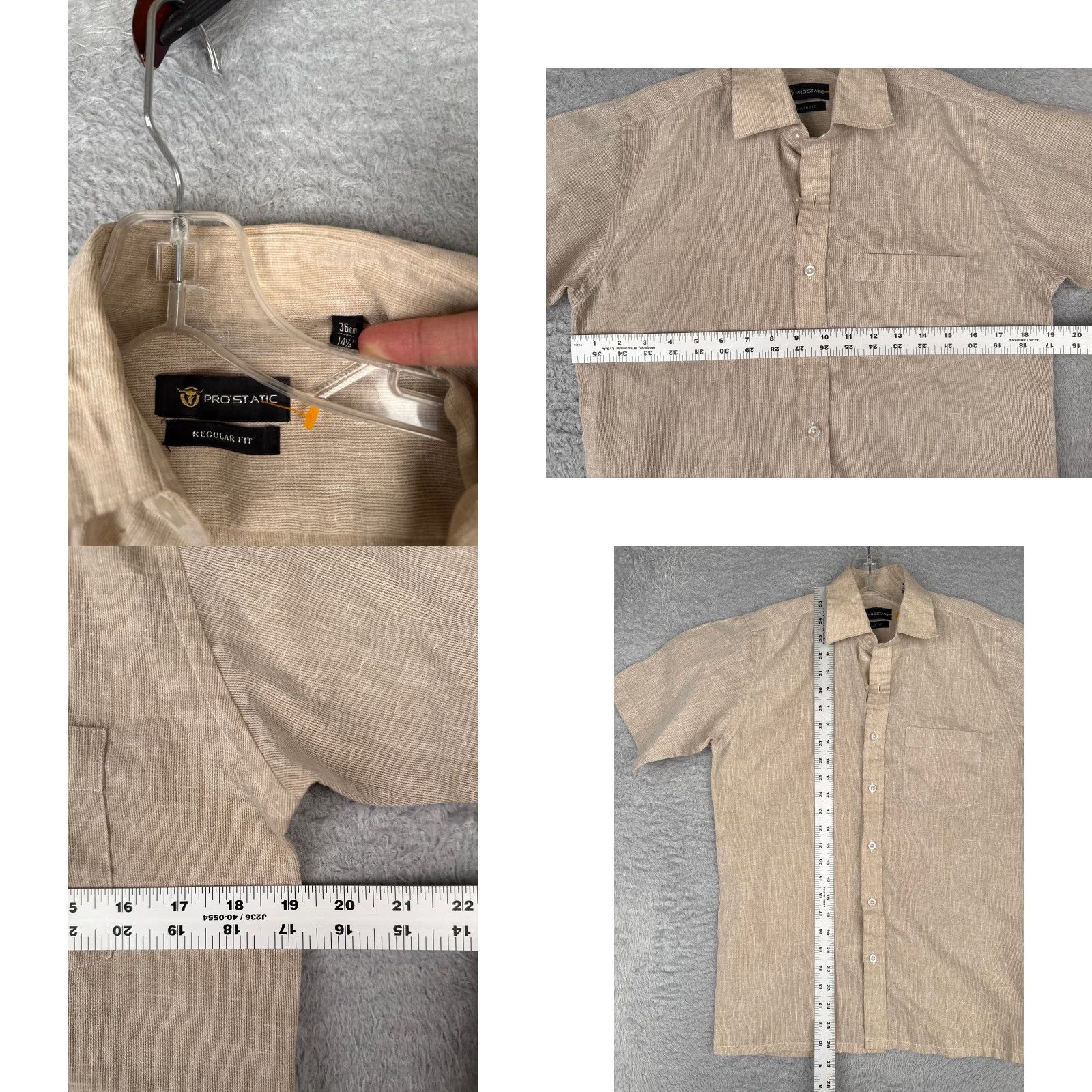 Vintage Pro Static Shirt Men XS Beige Button-Up Linen Hawaiian Short Sleeve 14.5 Aloha Beach Vacation Resort Geometric 90s Theme Mens Size US XS / EU 42 / 0 - 8 Thumbnail