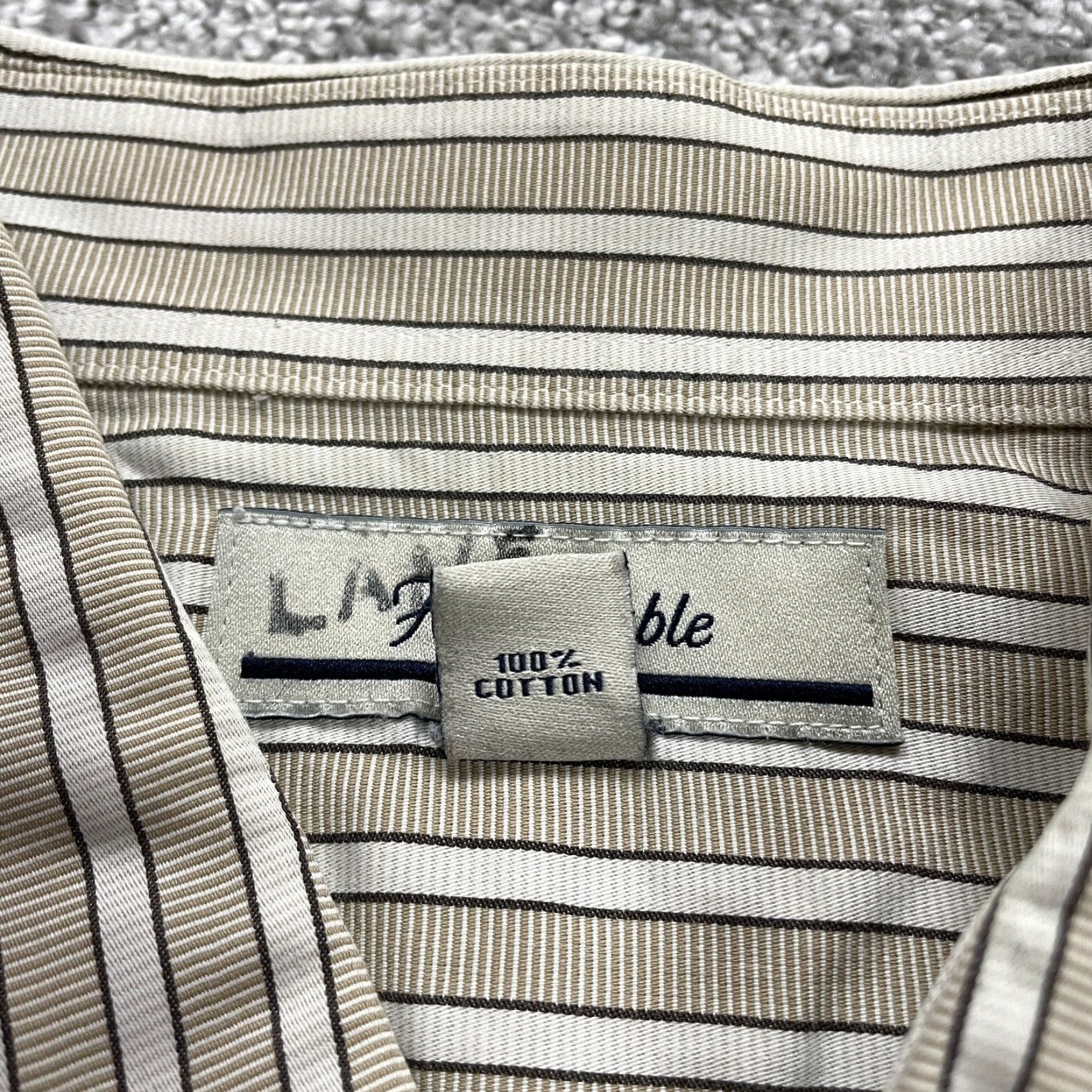 Faconnable Faconnable Dress Shirt Mens Large Brwon Striped Cotton Button Down Long Sleeve Size L / US 10 / IT 46 - 6 Thumbnail
