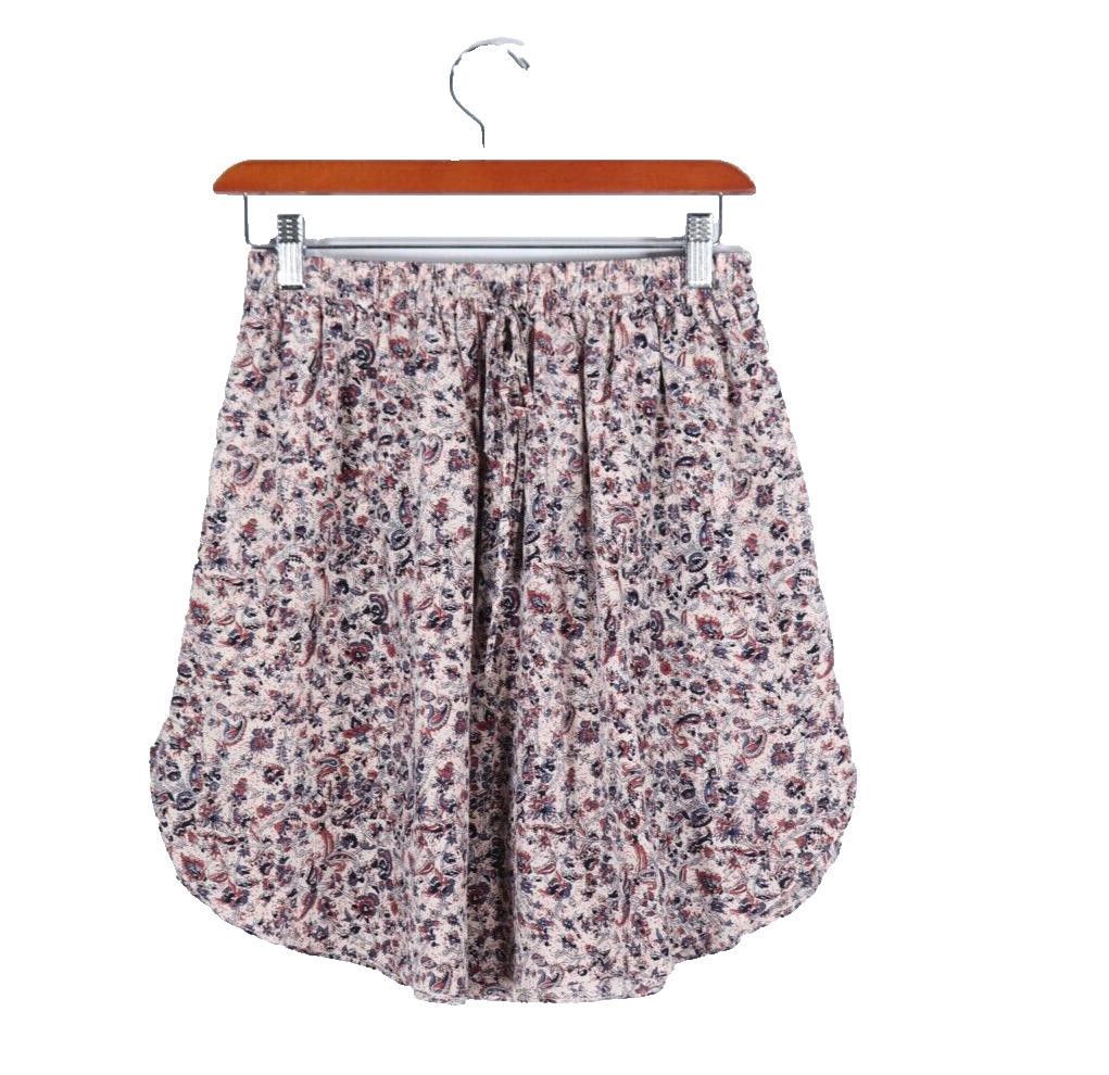 Club Monaco Club Monaco US0 Beige Floral Paisley Silk Mini Pocket Skirt Size 25" / US 0 / IT 36 - 1 Thumbnail