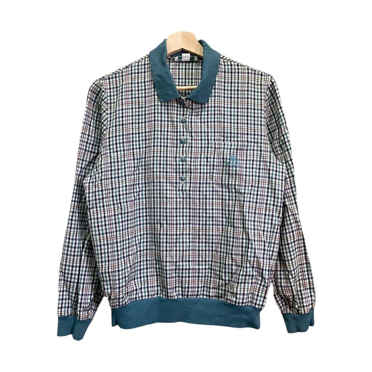 Burberry Vintage 80s Burberrys Nova Check Pullover Polo Banded Waist Size US L / EU 52-54 / 3 - 1 Thumbnail
