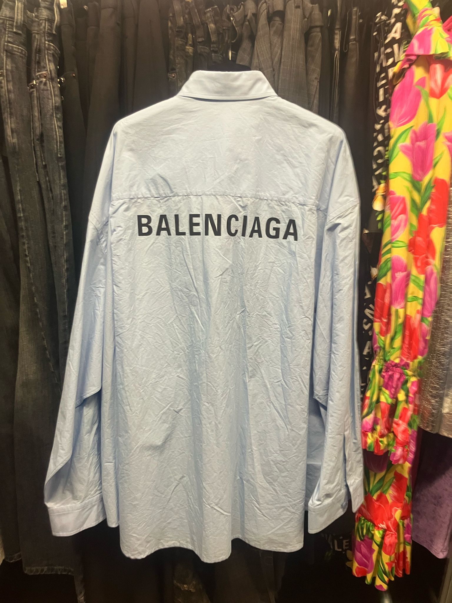 Balenciaga o1mt1gz0325 Oversized Shirt in Sky Blue Size US L / EU 52-54 / 3 - 2 Thumbnail
