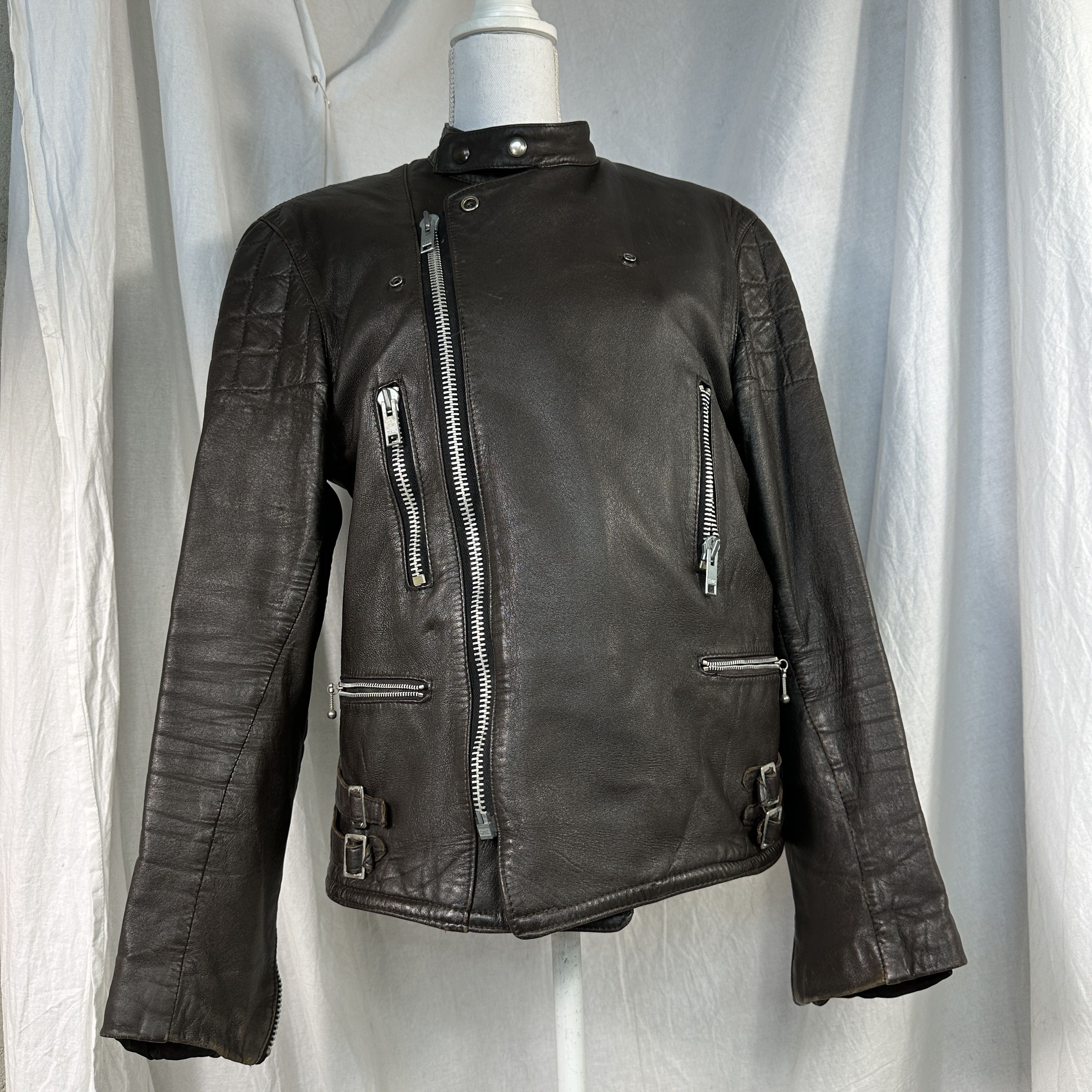 Genuine Leather × Vintage Rare Vintage 60s Moto Cuir Cafe Racer Leather Jacket Size US M / EU 48-50 / 2 - 10 Thumbnail