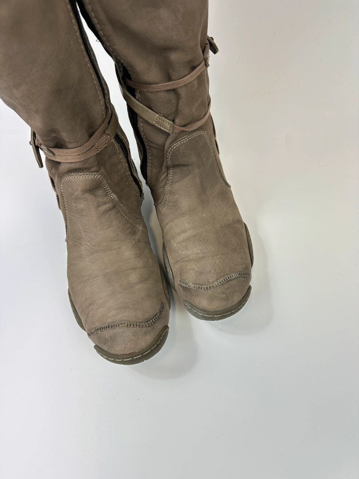 Marithe + Francois Girbaud M+FG Leather Khaki Brown Straps High Boots Size US 7 / IT 37 - 11 Thumbnail