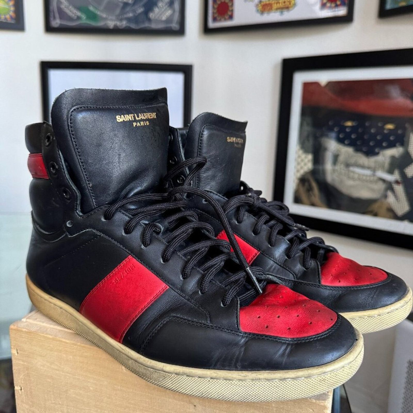 Yves Saint Laurent Saint Laurent mens high top embroidered logo