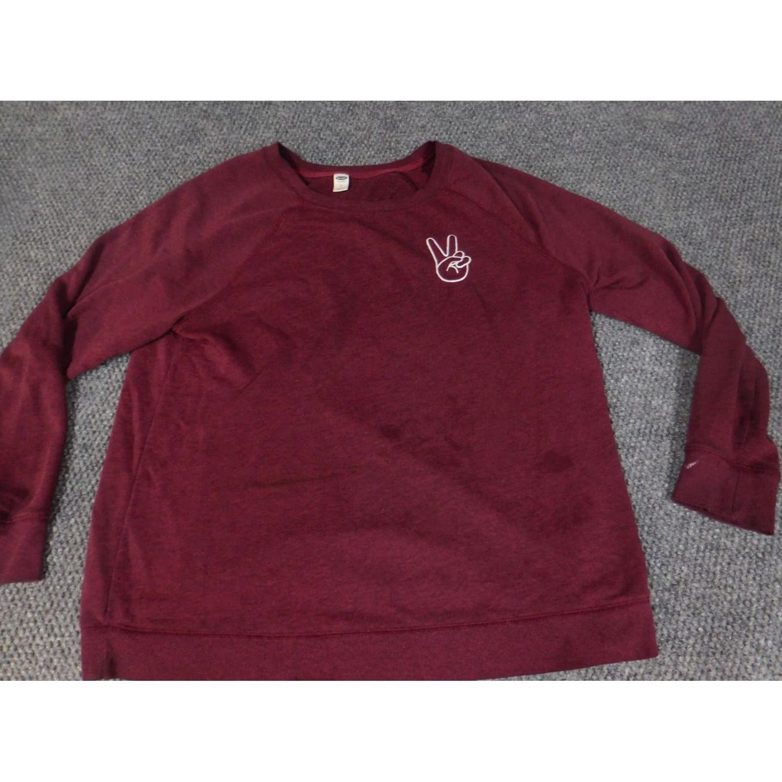 Old Navy Old Navy Womens Sweater Large Burgundy Pullover Crew Neck Long Sleeve Puff Sleeve Bow Button Knit Stretch Regular Size L Womens Pullover Sweater Size L / US 10 / IT 46 - 3 Thumbnail