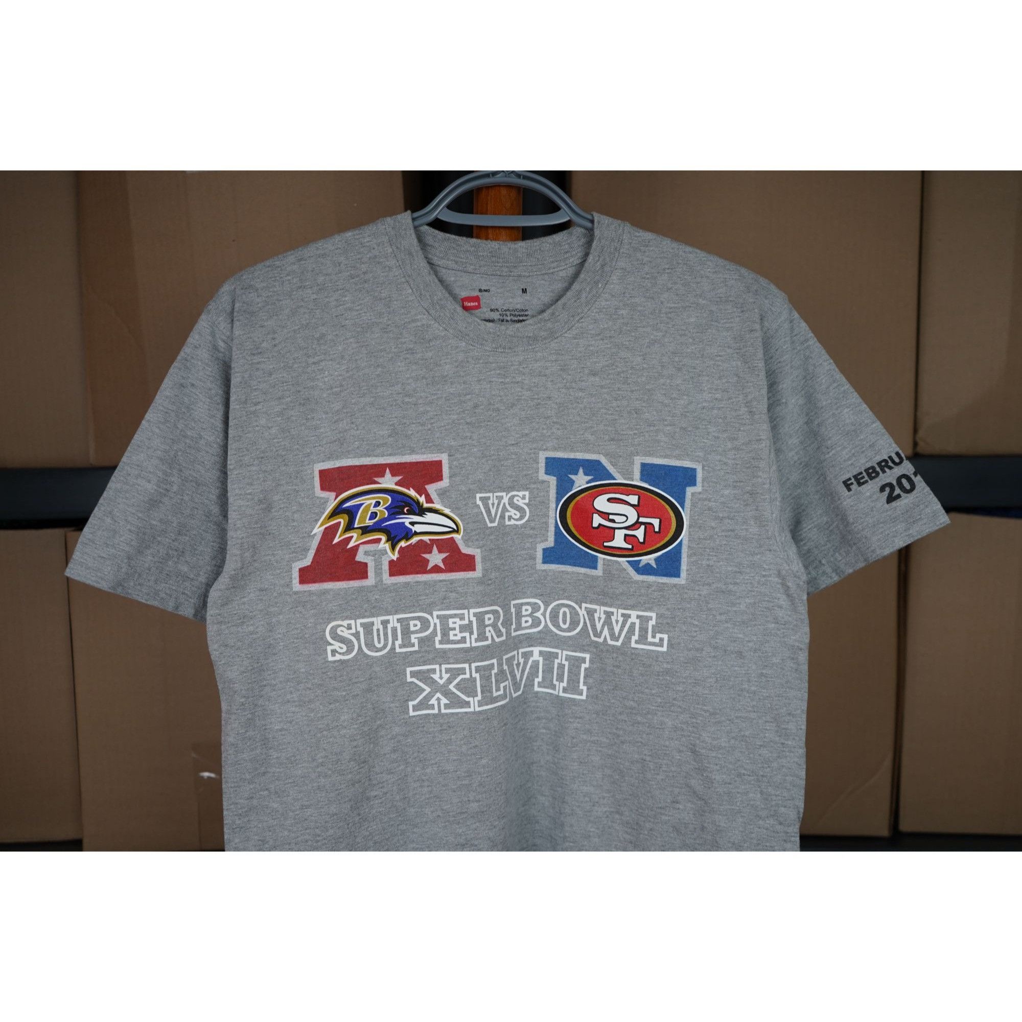 NFL Super Bowl XLVII Grey NFL Sports Tshirt Men's M #417 Size US M / EU 48-50 / 2 - 3 Thumbnail