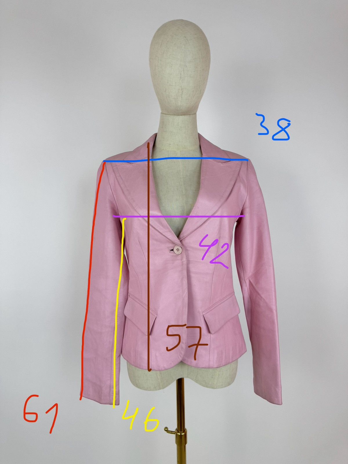 Other ROSSODISERA Pink Leather Jacket Barbie Style Blazer Barbie Size M / US 6-8 / IT 42-44 - 16 Thumbnail