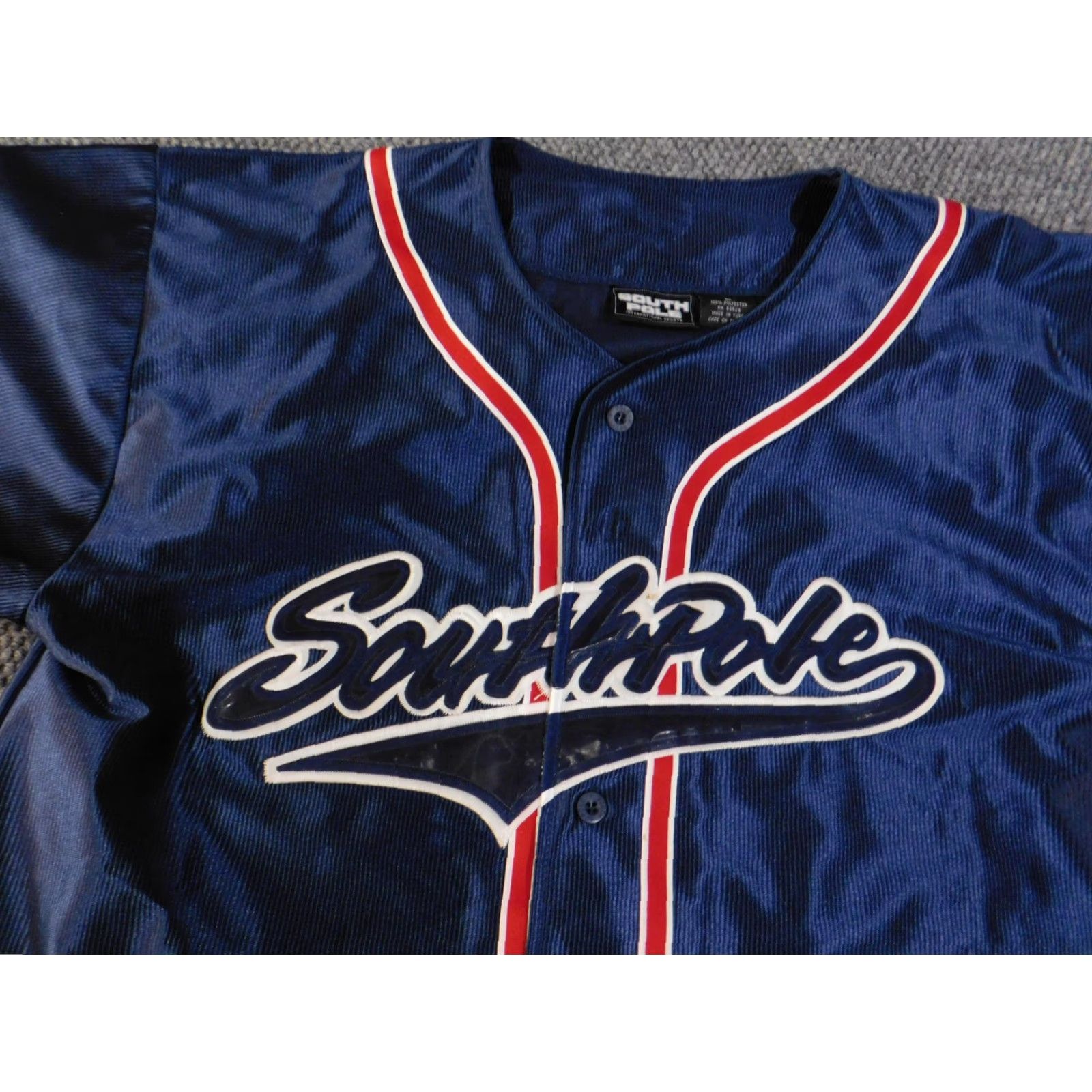 Southpole VINTAGE South Pole Shirt Mens Large Navy Red Baseball Jersey Button Front 3/4 Sleeve Size US L / EU 52-54 / 3 - 5 Thumbnail