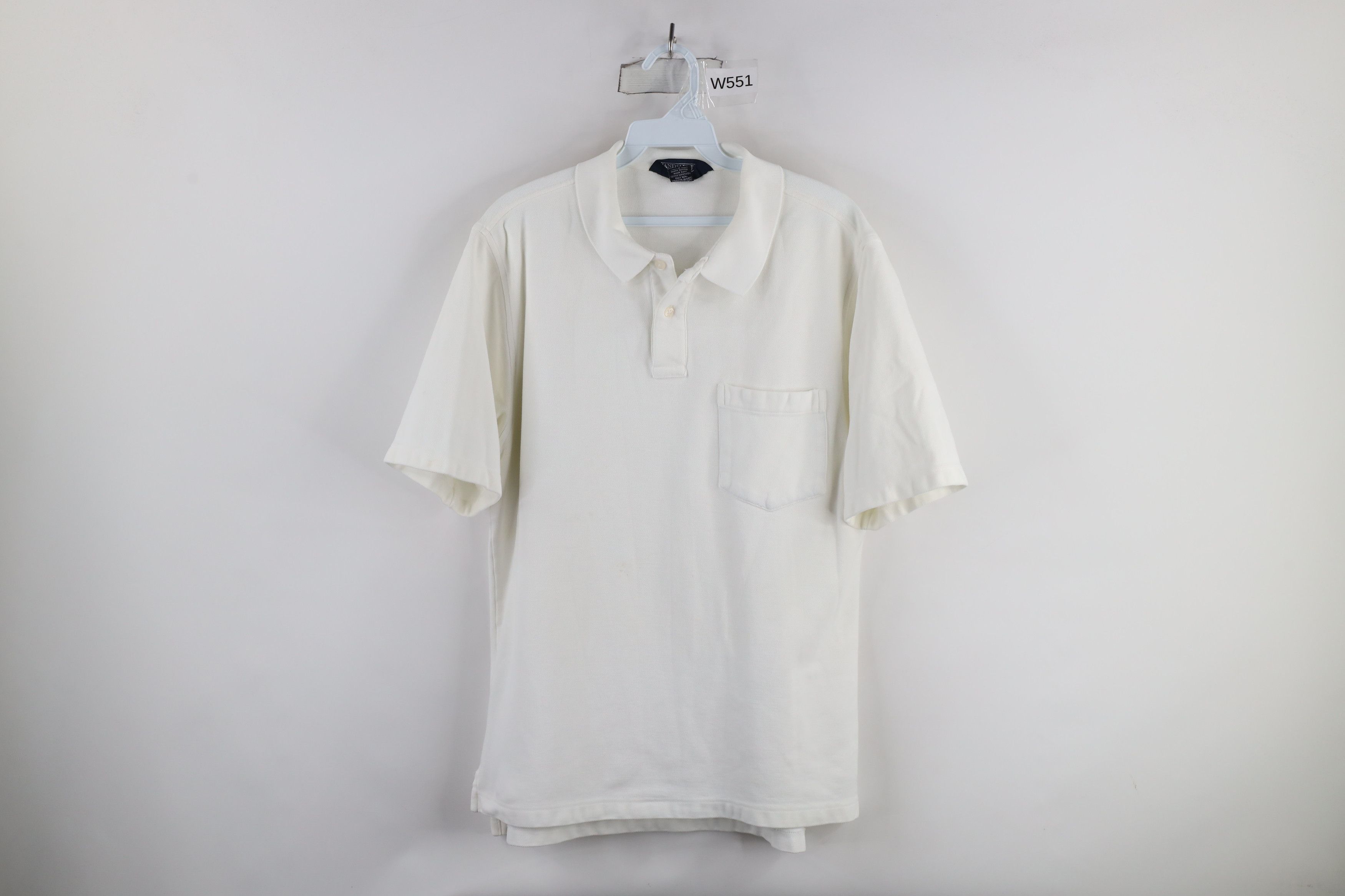 Lands' End × Vintage Vintage 90s Lands End Pique Cotton Golf Polo Shirt White Size US M / EU 48-50 / 2 - 1 Thumbnail