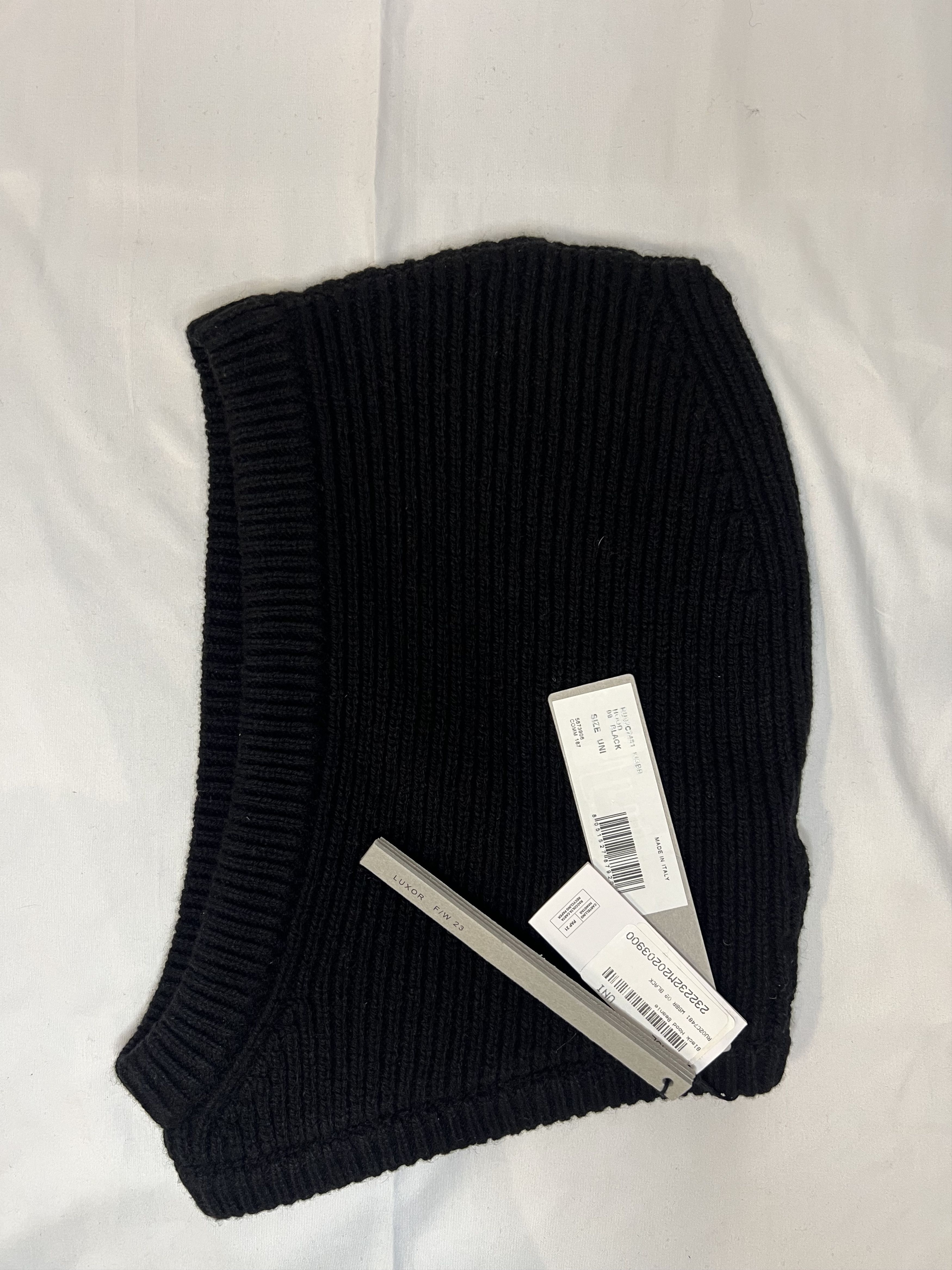 Rick Owens cashmere black hood beanie Size ONE SIZE - 3 Thumbnail