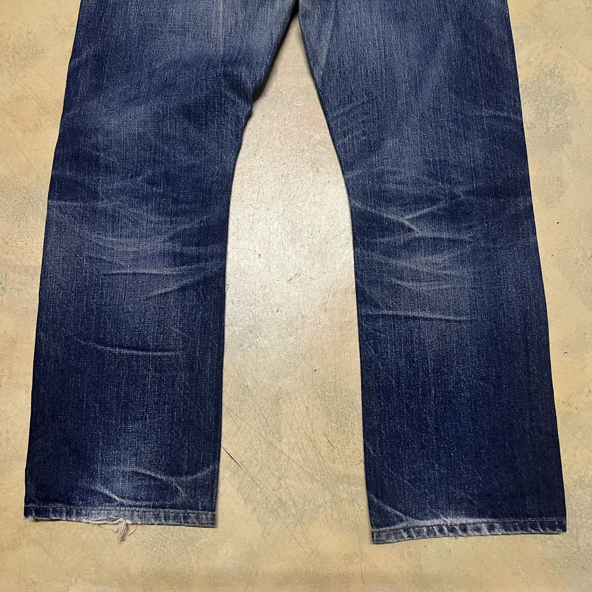 Japanese Brand Back Number Selvedge Distressed Design Denim Jeans Size US 33 - 20 Thumbnail