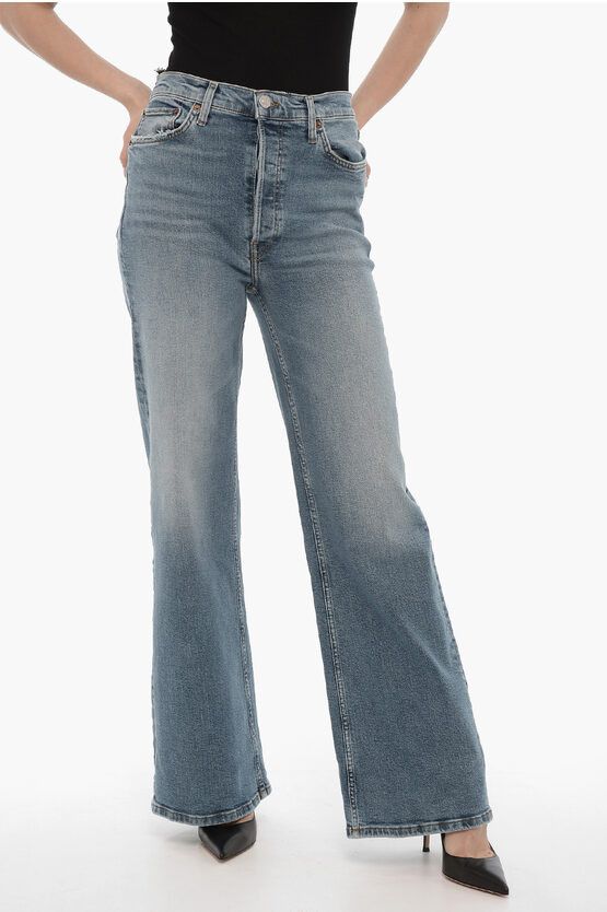 image of Redone Stretch Denim Flared Jeans 28Cm in Blue, Women's (Size 26)