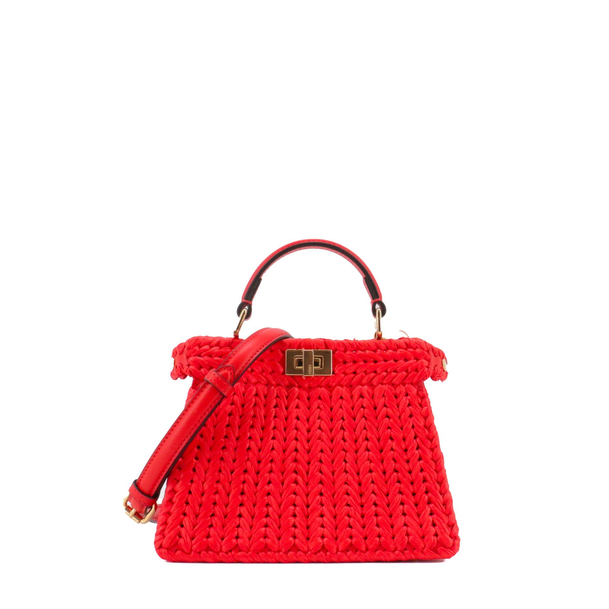 Fendi FENDI - Fendi Peekaboo Iseeu handbag in raffia and red leather Size ONE SIZE - 1 Thumbnail