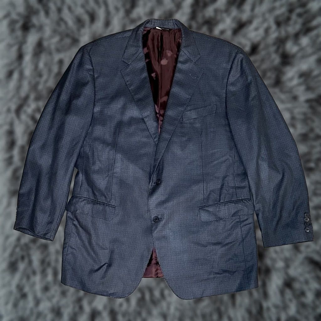 Vintage VINTAGE Samuelsohn Sport Coat 2 Piece Blue Silk Wool Houndstooth 48L Mens Size US M / EU 48-50 / 2 - 1 Thumbnail
